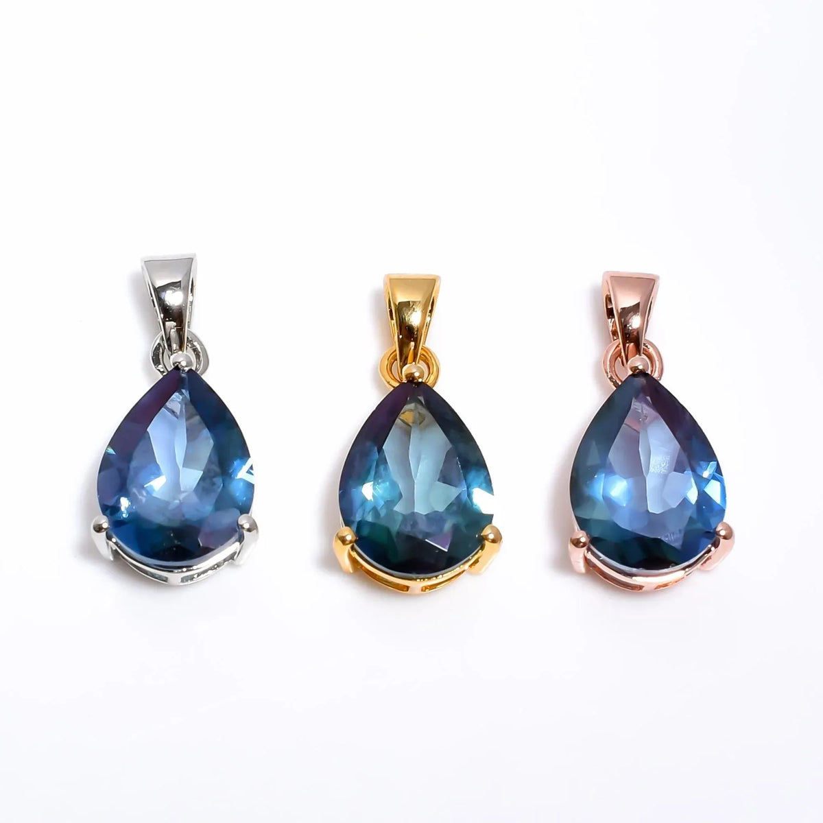 Natural London Blue Topaz Pendant in 925 Sterling Silver Pear Shaped December Birthstone Gemstone Necklace for Women