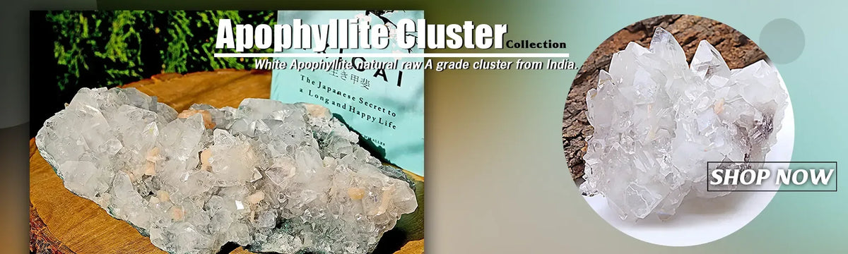 Natural apophyllite and stilbite mineral specimen collection