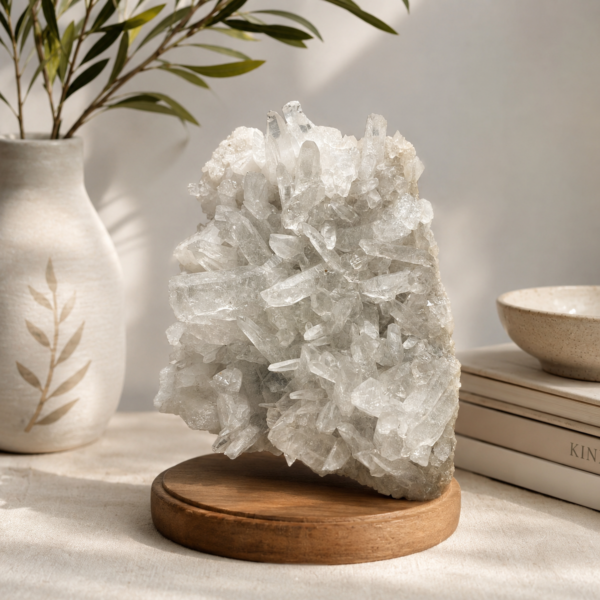 Natural Himalayan green phantom quartz cluster