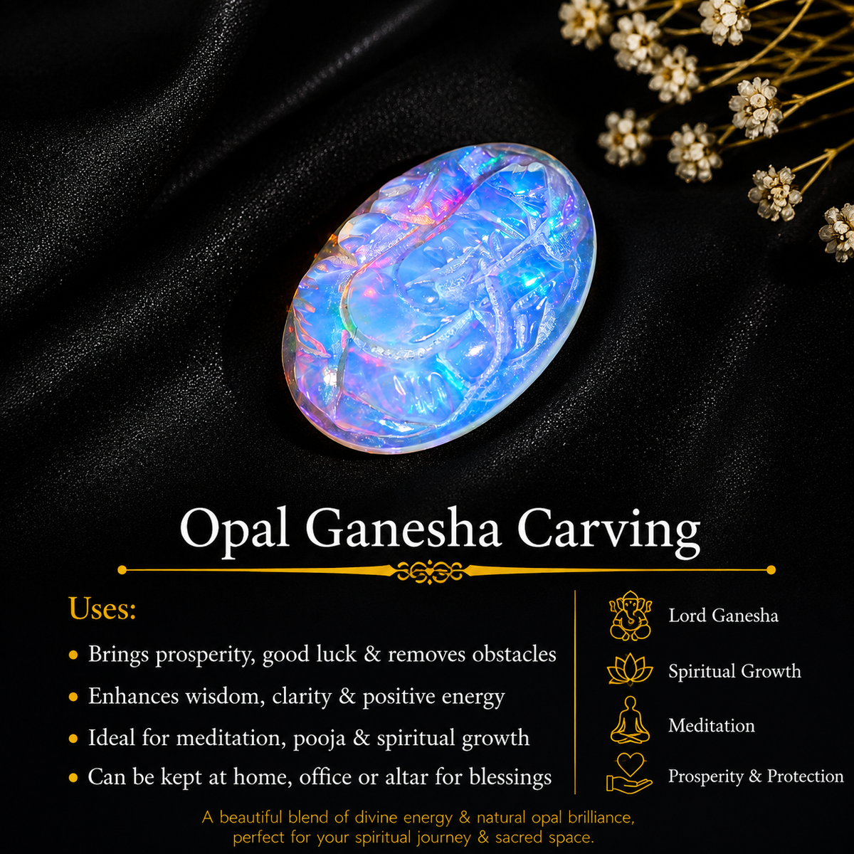 Welo Fire Opal Ganesha Carving Gemstone Figurine 5.60 Carat Handmade