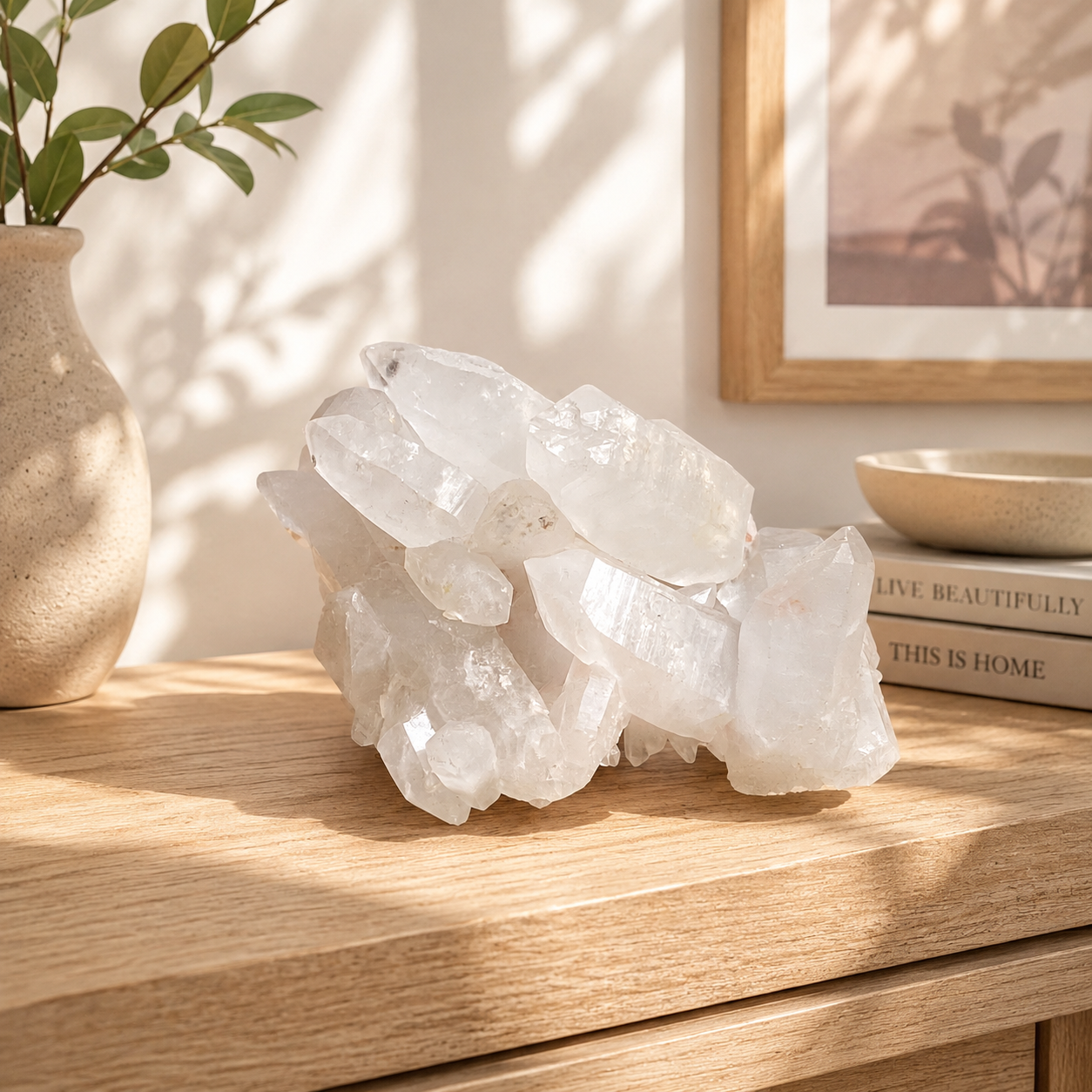 Natural Himalayan White + Pink Quartz Cluster 90g – Healing Crystal