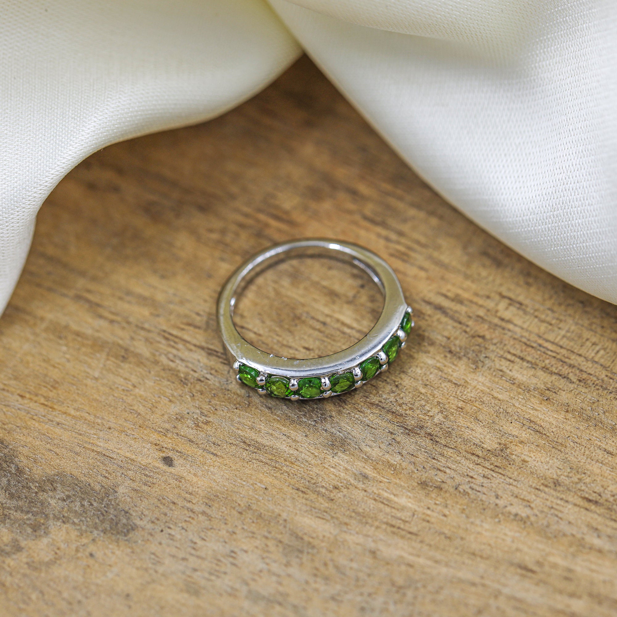 Natural Chrome Diopside 3mm Round Cut Ring 925 Sterling Silver Handmade Green Gemstone Solitaire Ring