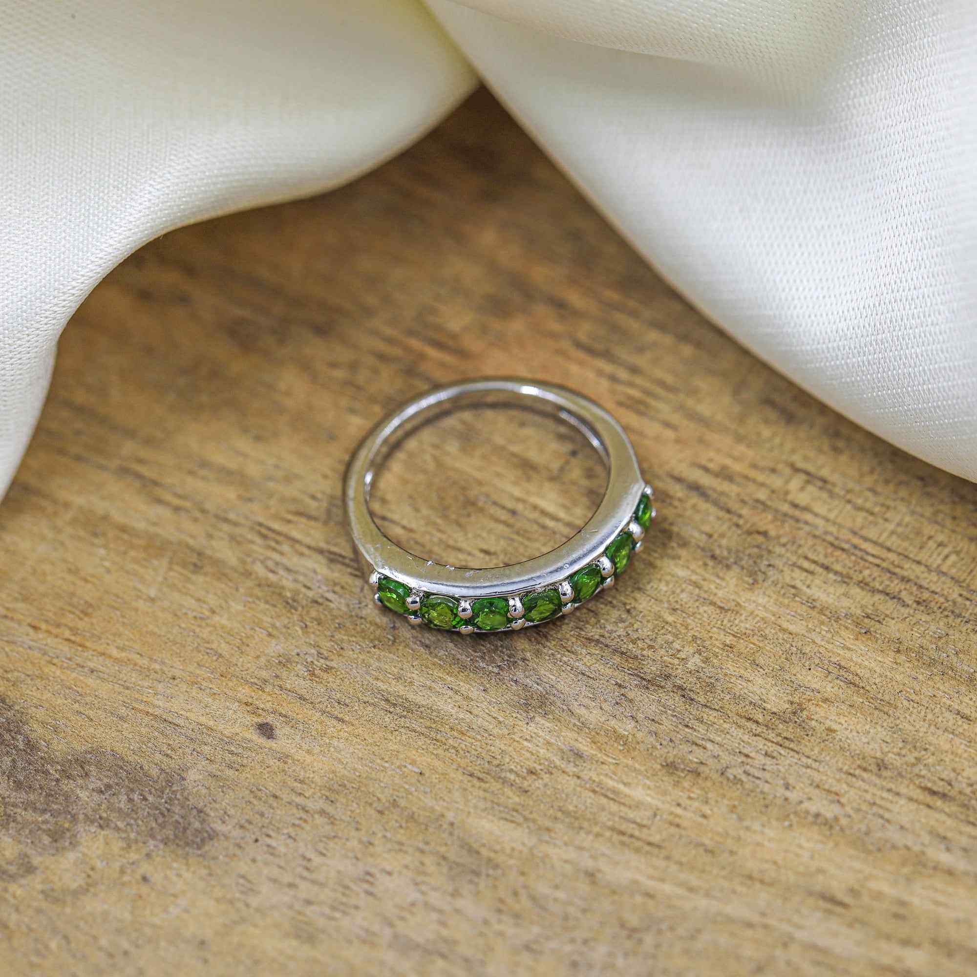 Natural Chrome Diopside 3mm Round Cut Ring 925 Sterling Silver Handmade Green Gemstone Solitaire Ring