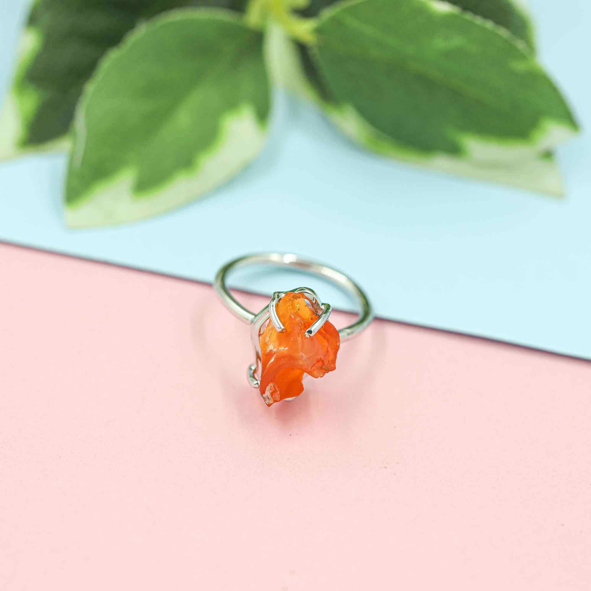 Raw Mexican Opal Pendant Ring in 925 Sterling Silver Rough Gemstone Ring Handmade October Birthstone Jewelry