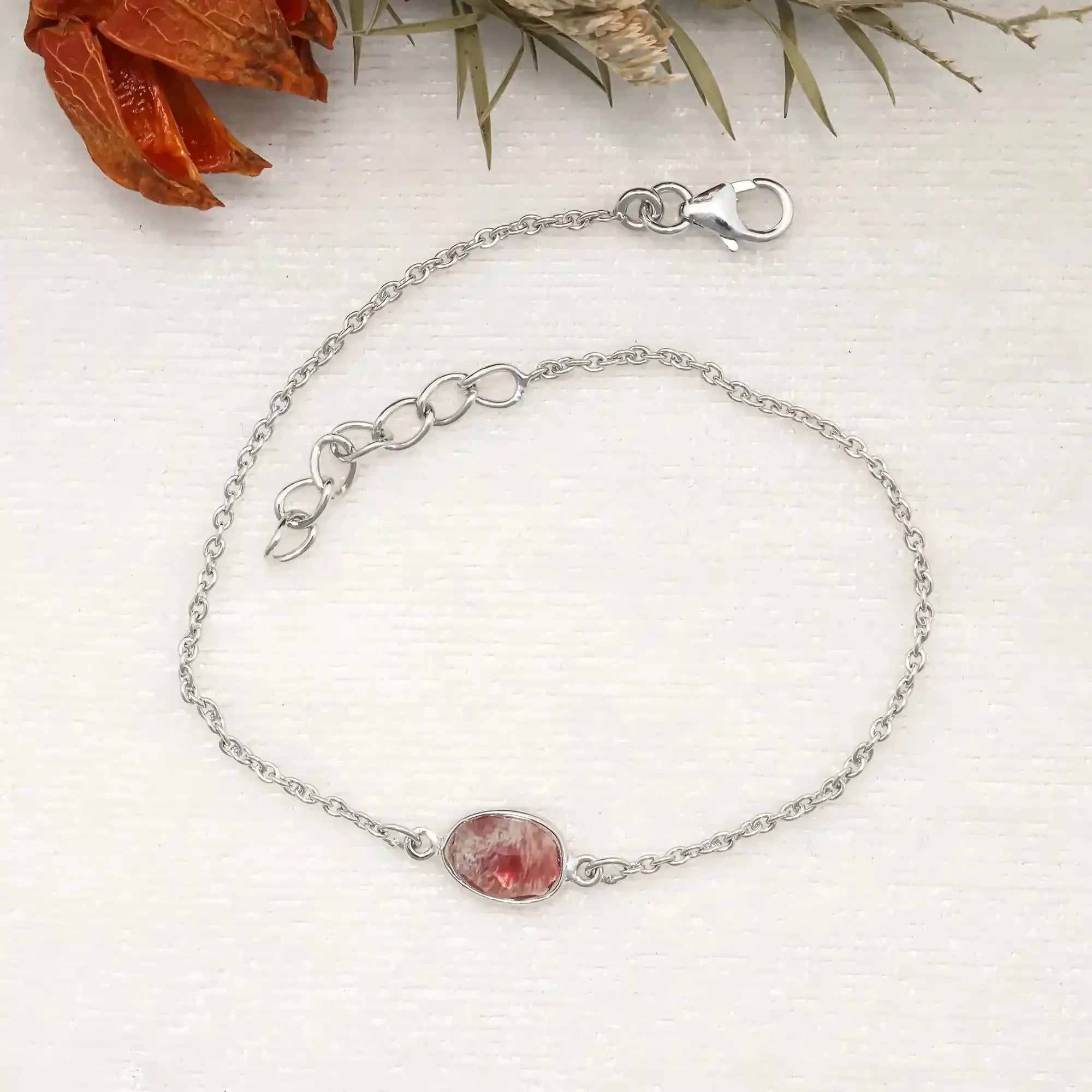 Andesine Silver Bracelet – Rose Cut Himalayan Quartz