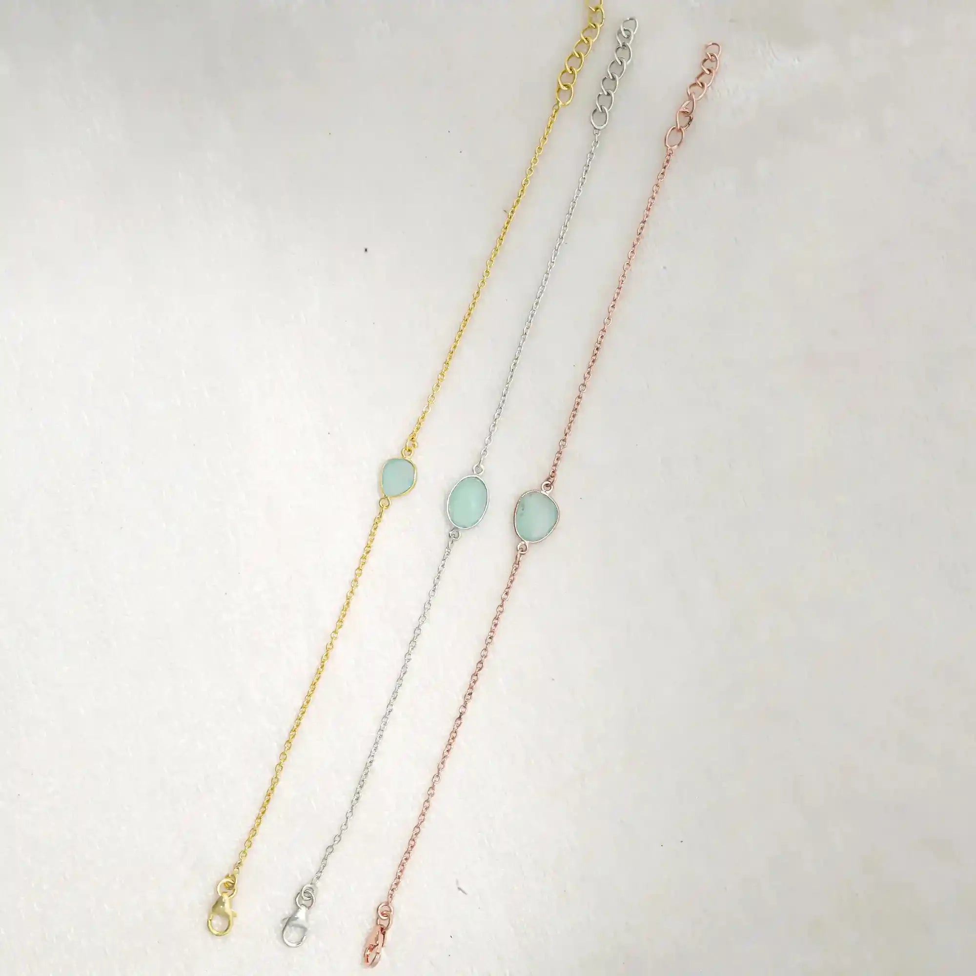 Aqua Phrase Silver Bracelet – Rose Cut Gemstone Bracelets