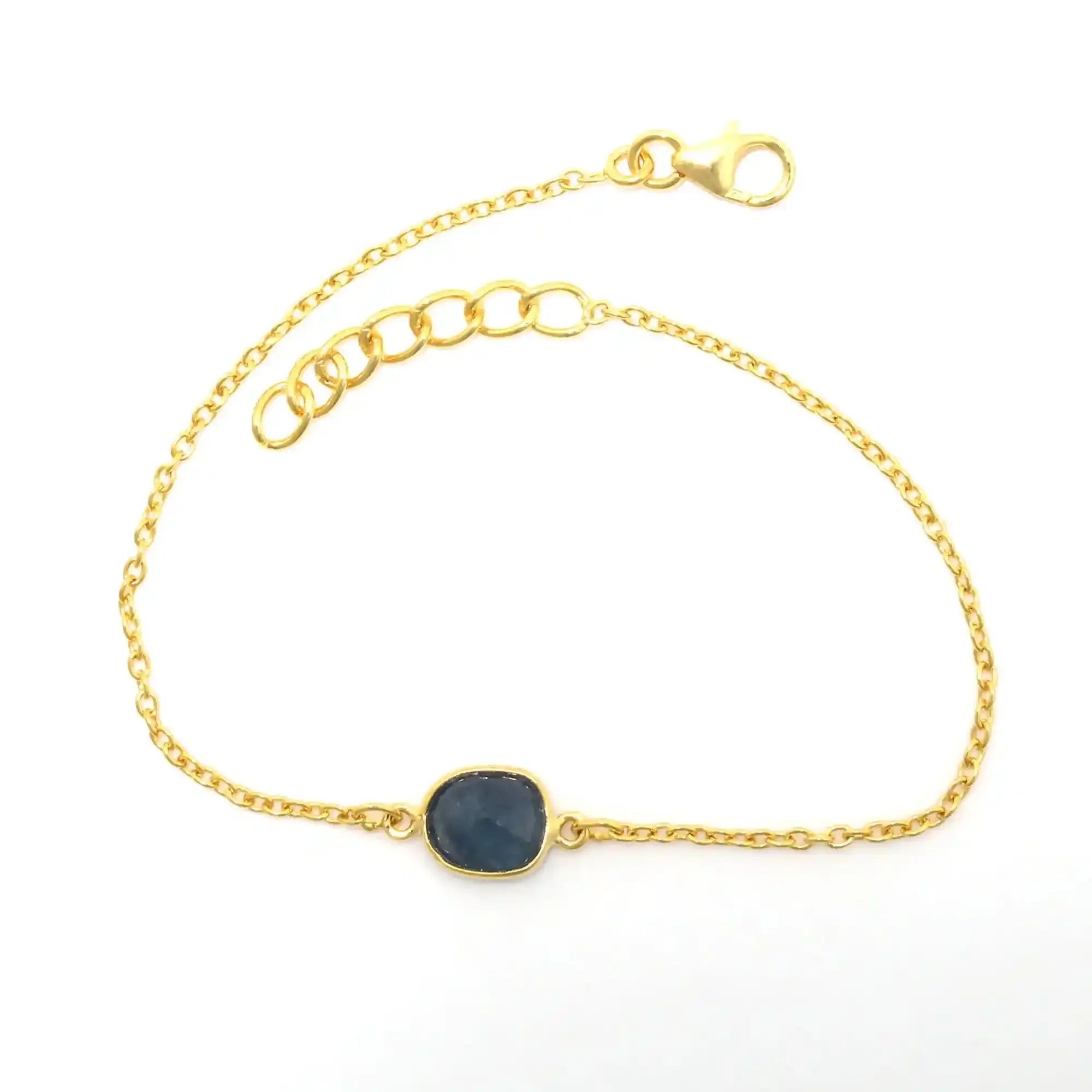 Blue Sapphire Silver Bracelet – Rose Cut Gemstone Bracelets