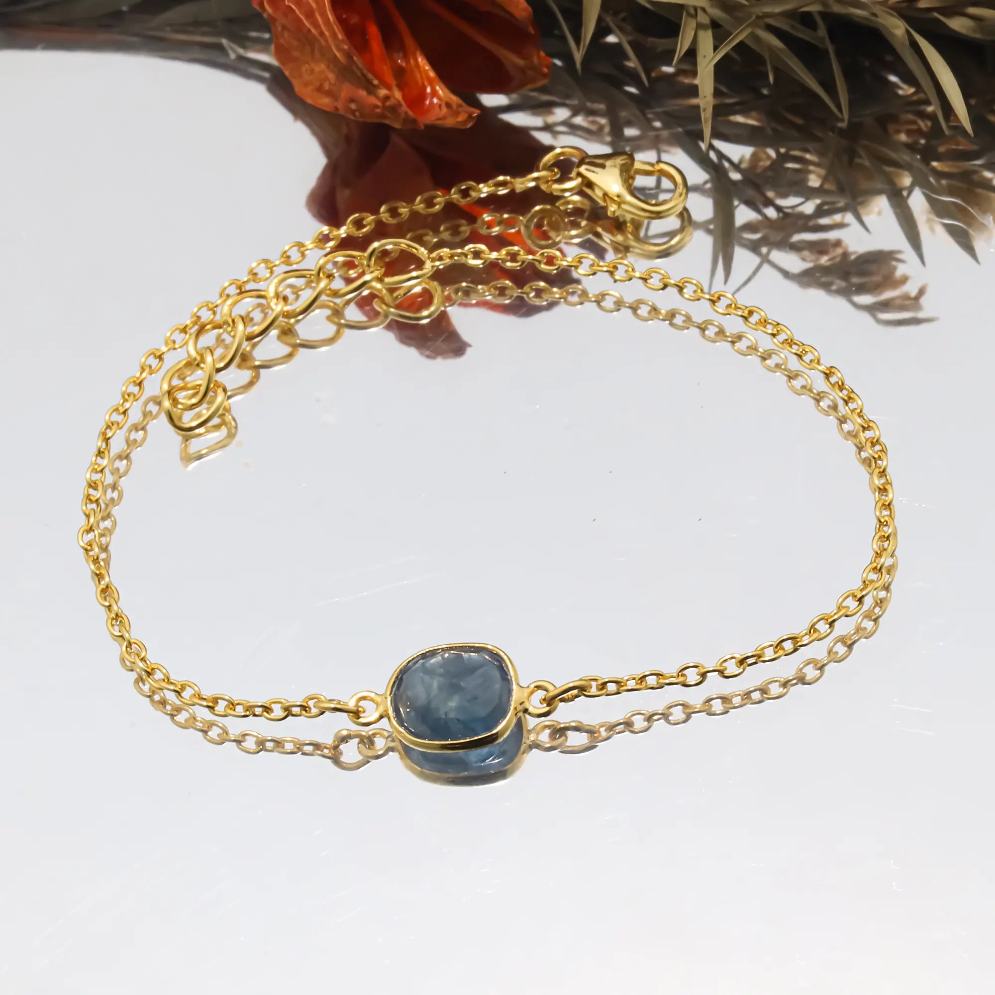 Blue Sapphire Silver Bracelet – Rose Cut