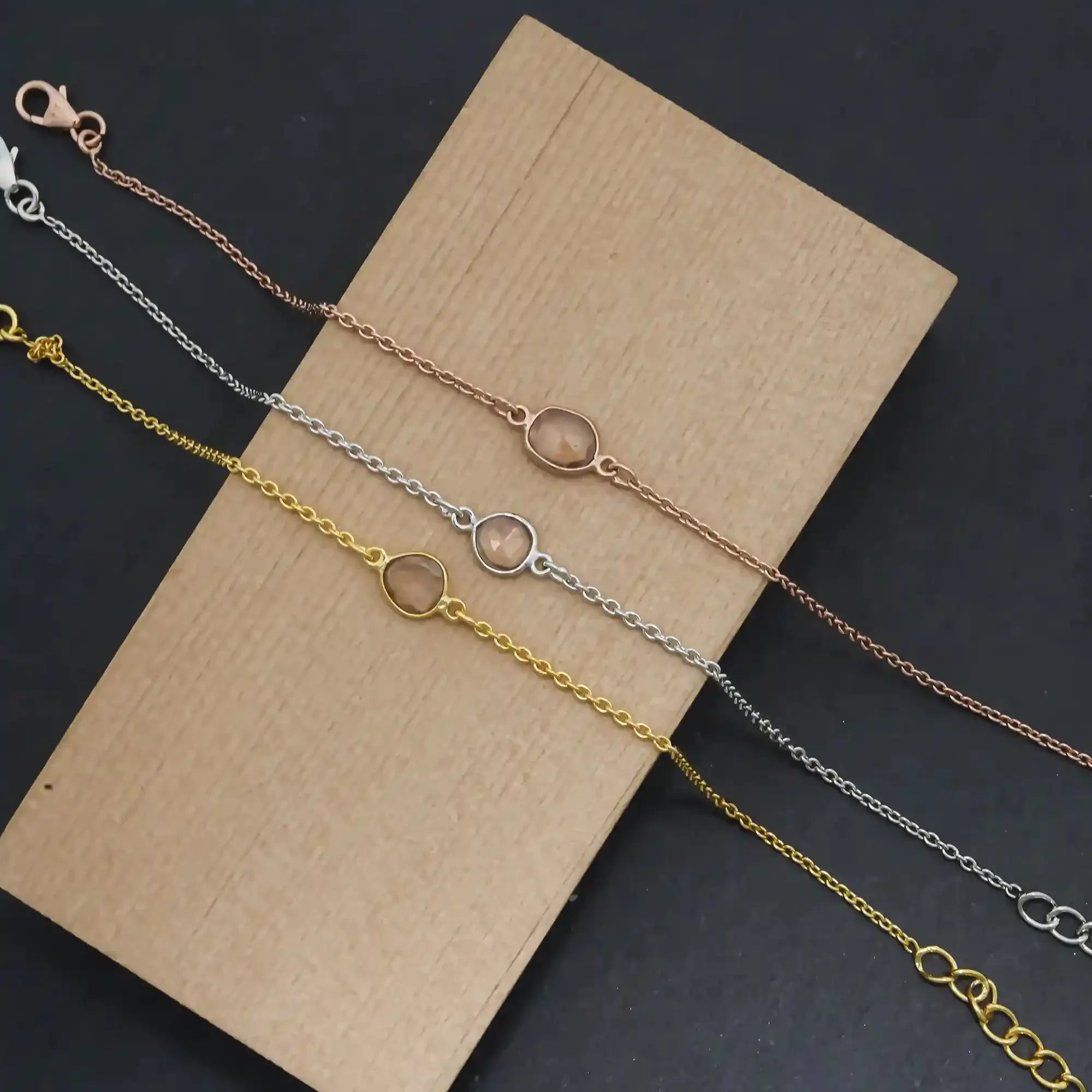 Brown Zircon Bracelet – Rose Cut Gemstone Bracelets