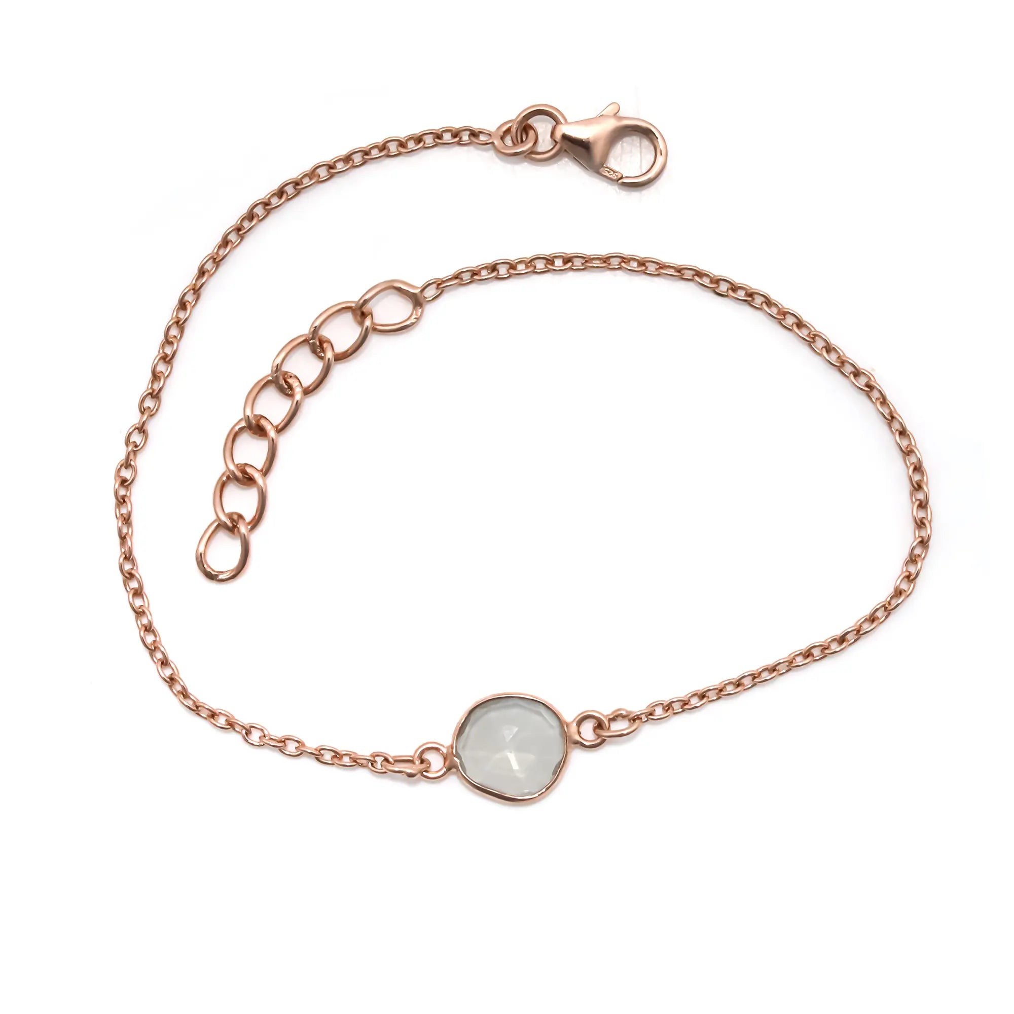 Handcrafted Ceylon Moonstone Rose Cut Bracelet in 925 Sterling Silver