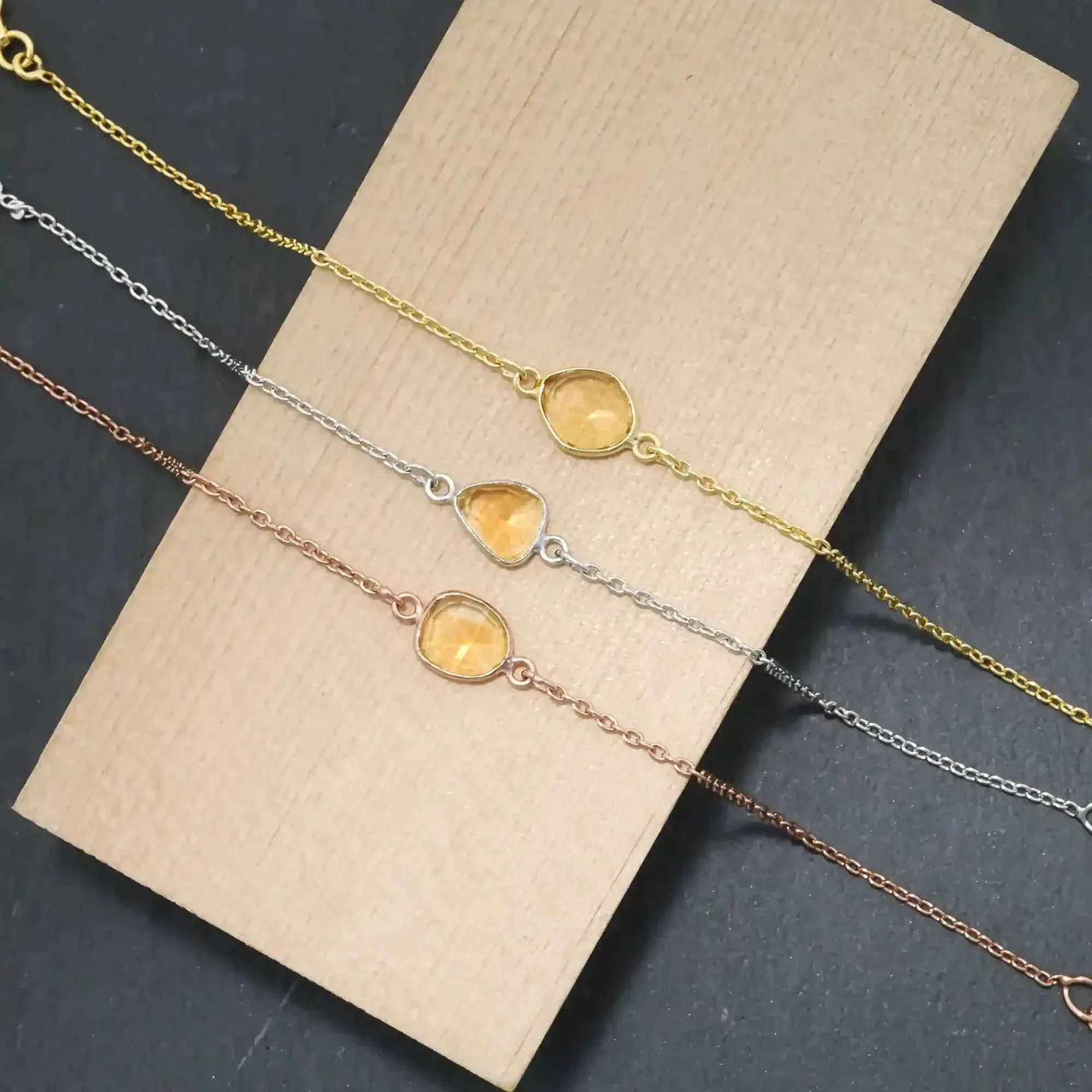 Citrine Rose Cut Bracelet – Natural Gemstone in 925 Sterling Silver Gemstone Bracelets