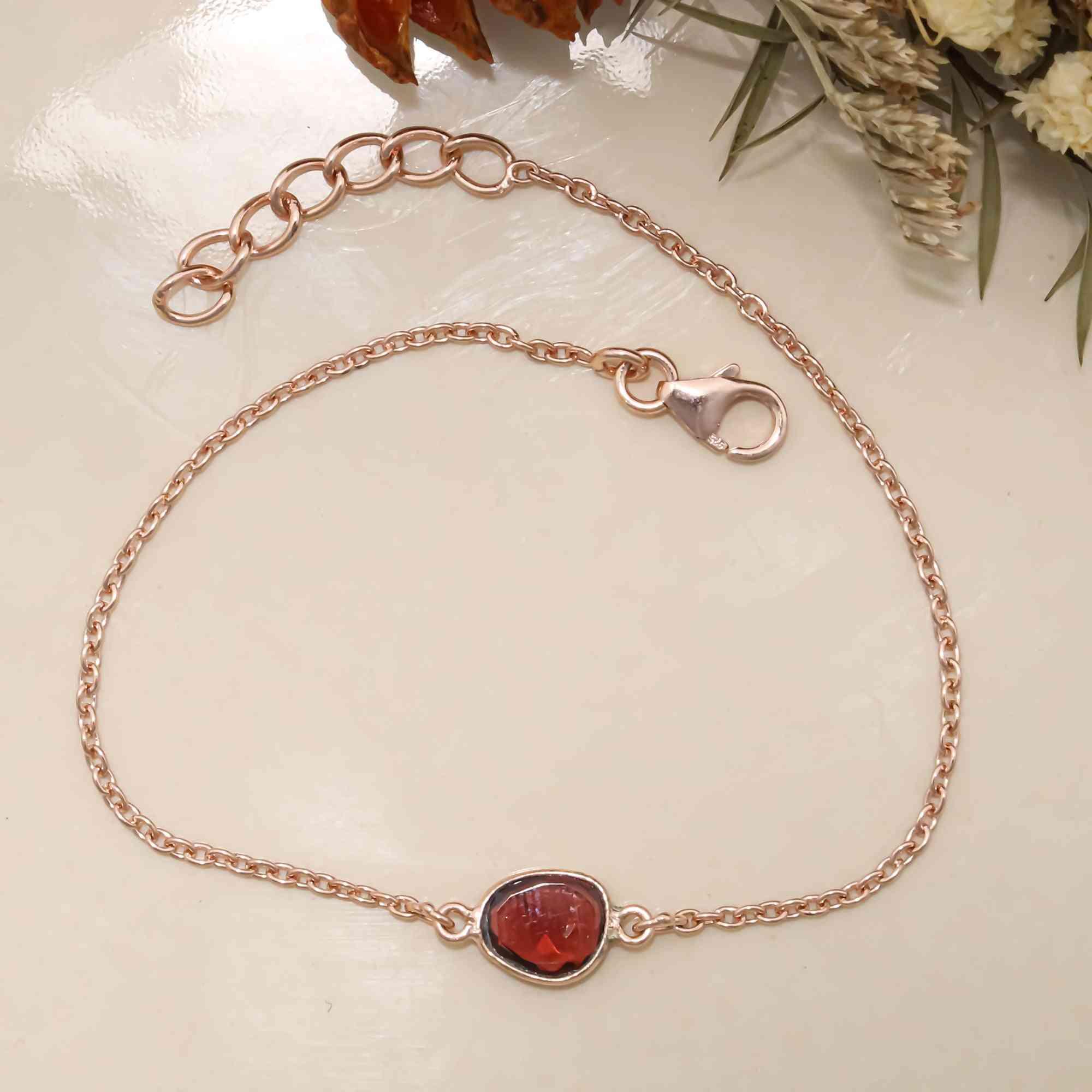 Deep Red Garnet Rose Cut Bracelet Gemstone Bracelets