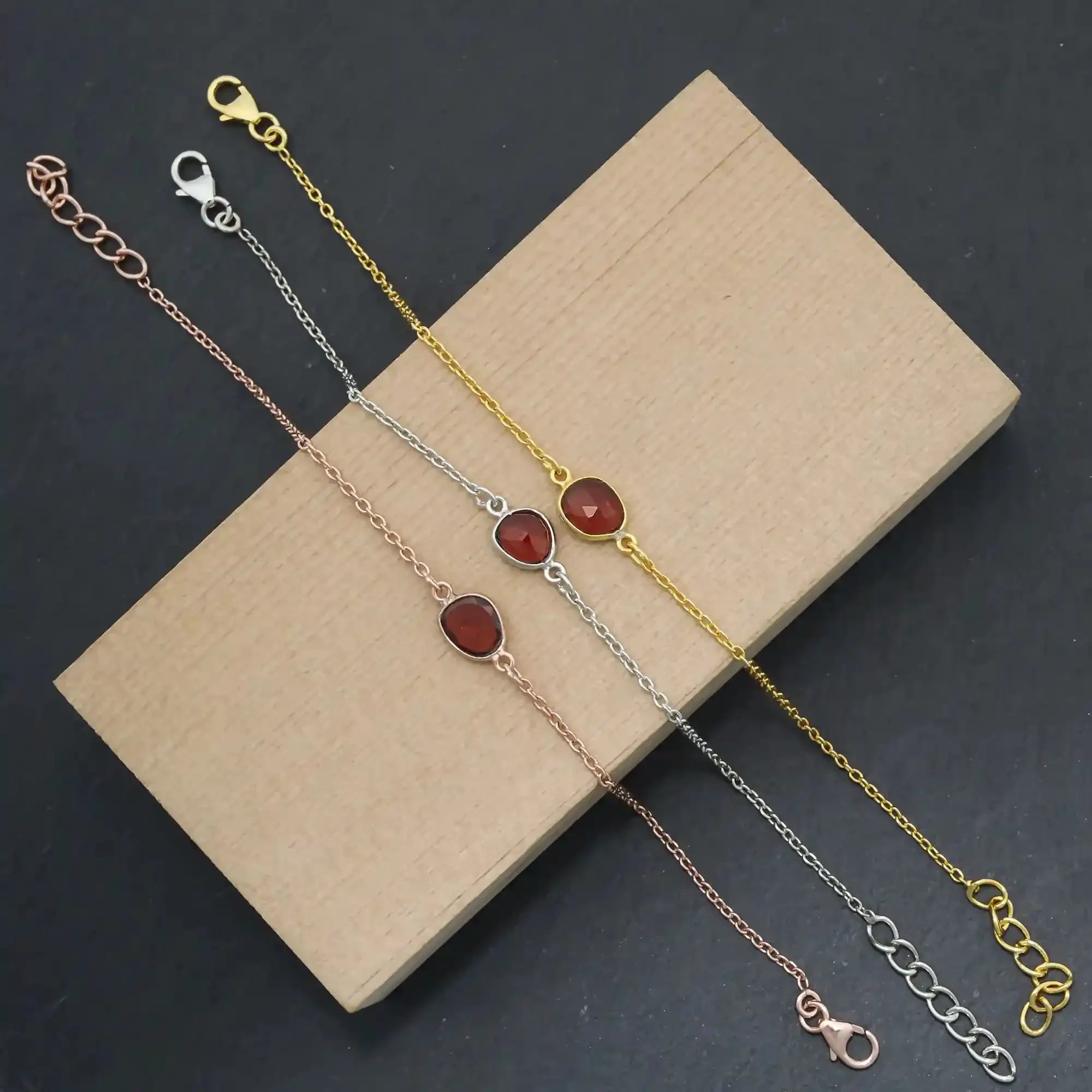 Deep Red Garnet Rose Cut Bracelet Gemstone Bracelets