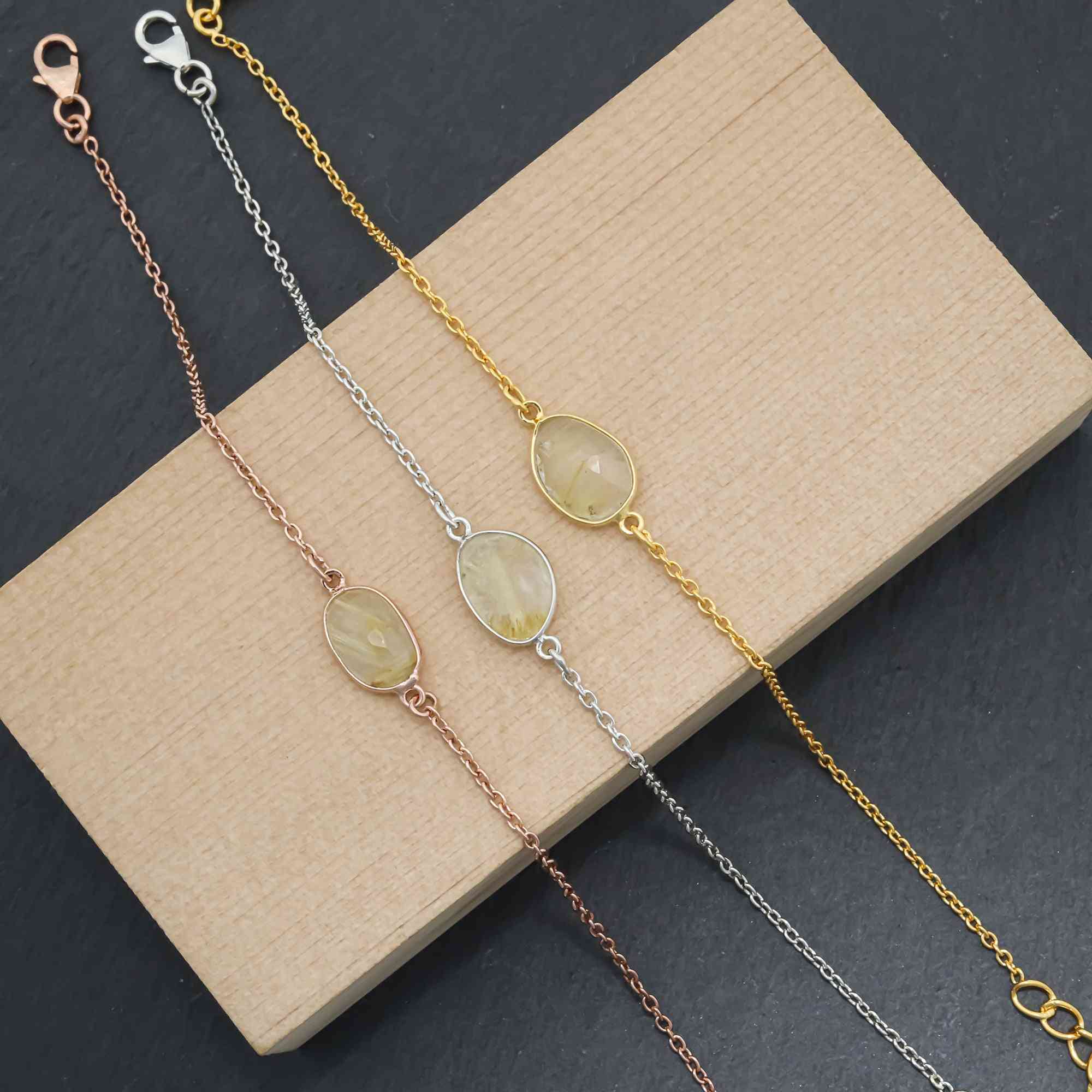 Golden Rutile Quartz Bracelet in 925 Silver