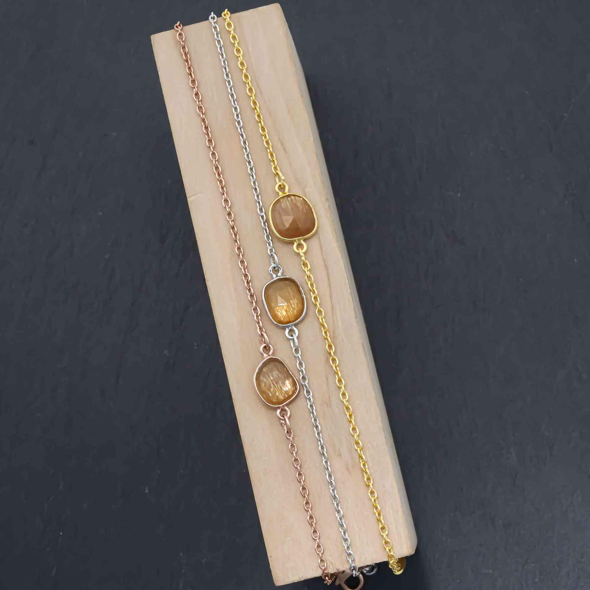Golden Sheen Feldspar Bracelet Gemstone Bracelets