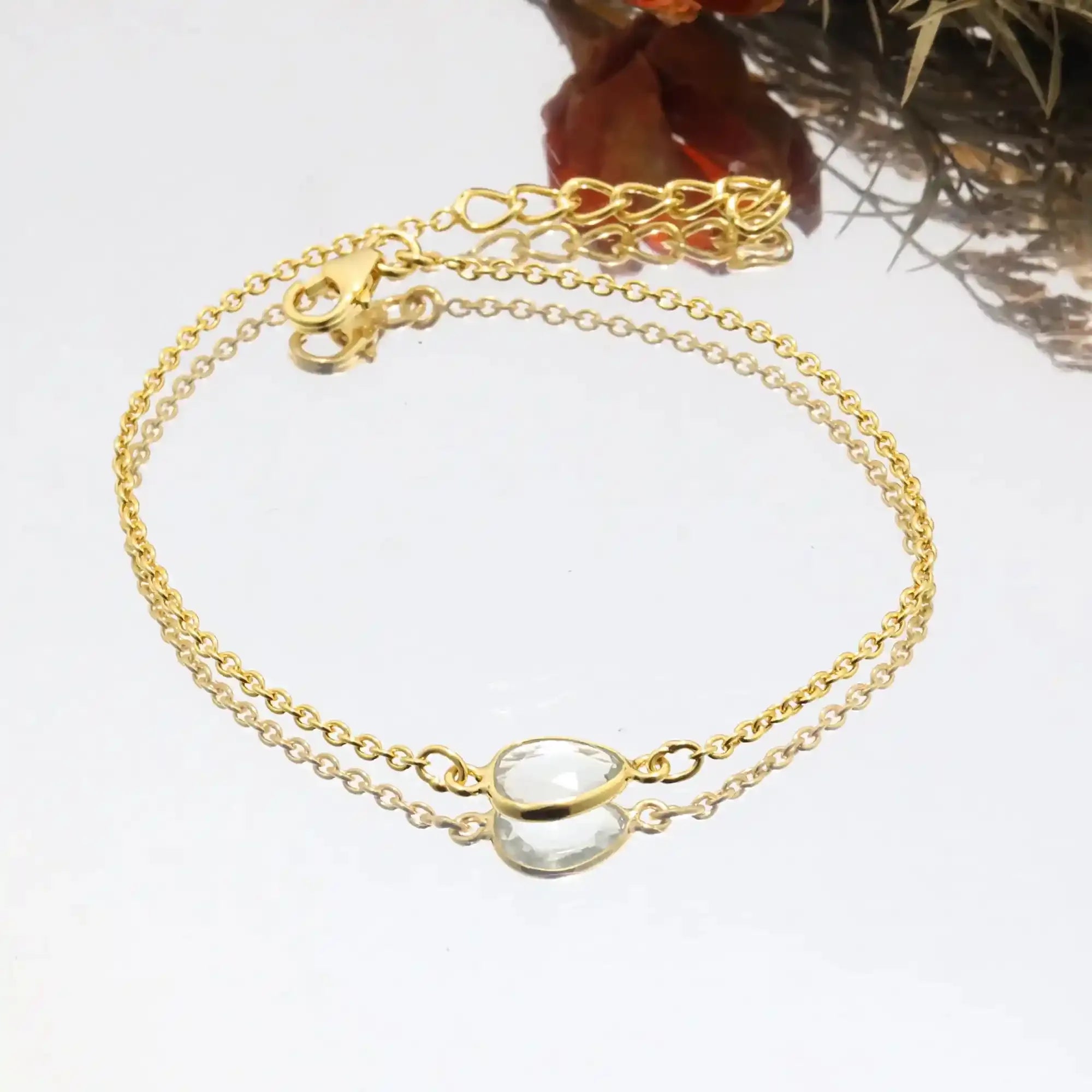 Delicate Green Amethyst Rose-Cut Bracelet in 925 Fine Sterling Silver Gemstone Bracelets