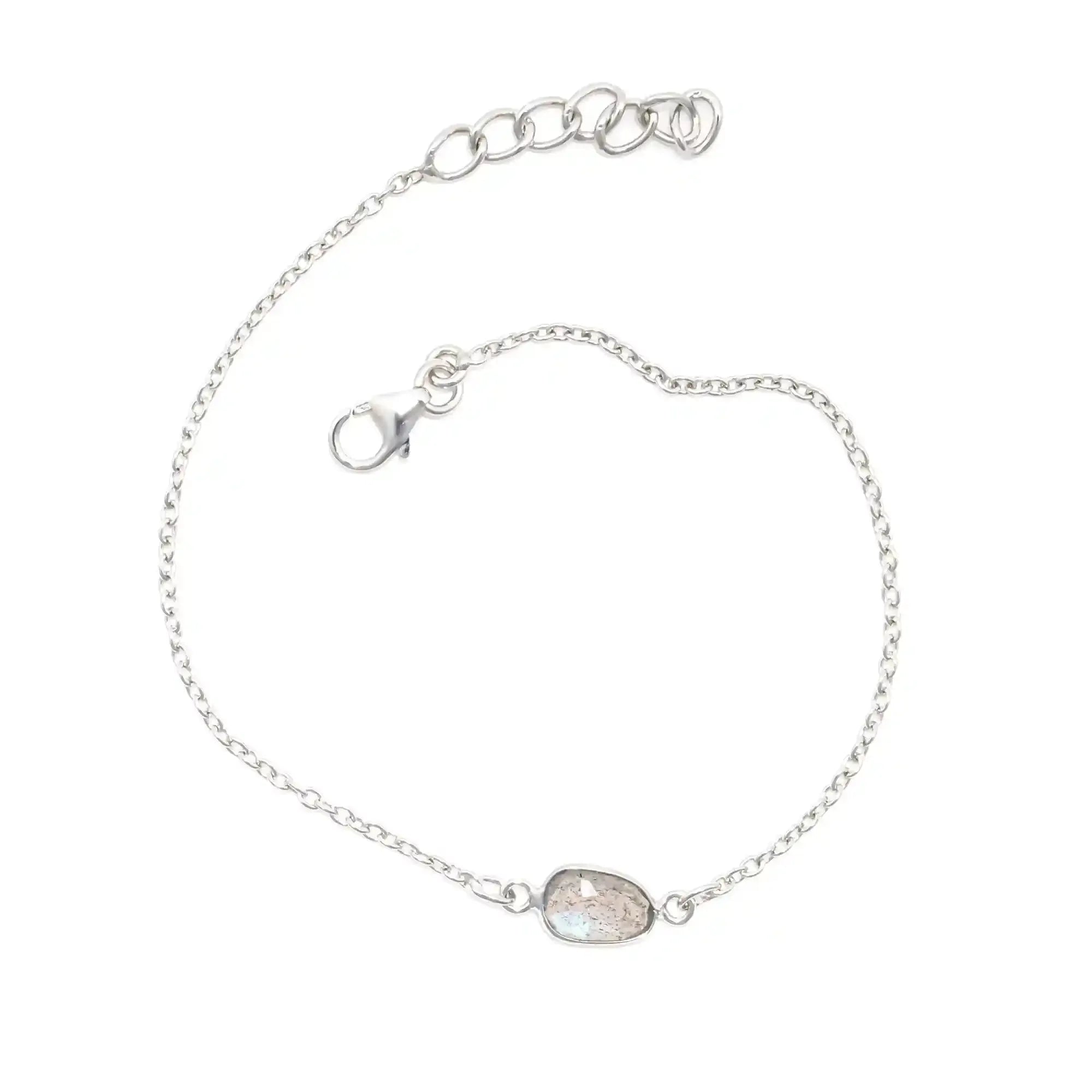 Flash Labradorite Rose-Cut Bracelet in Solid 925 Sterling Silver Gemstone Bracelets