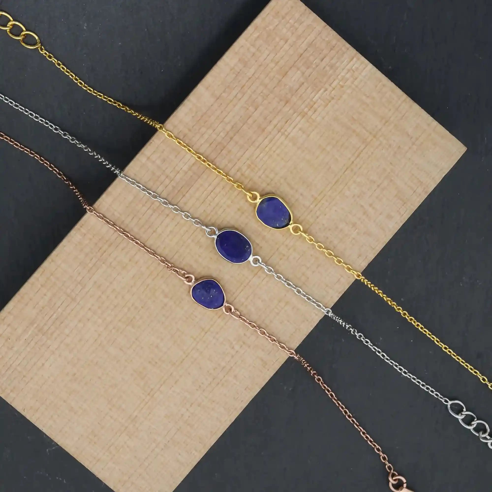 Royal Blue Lapis Lazuli Rose-Cut Bracelet Crafted in 925 Sterling Silver