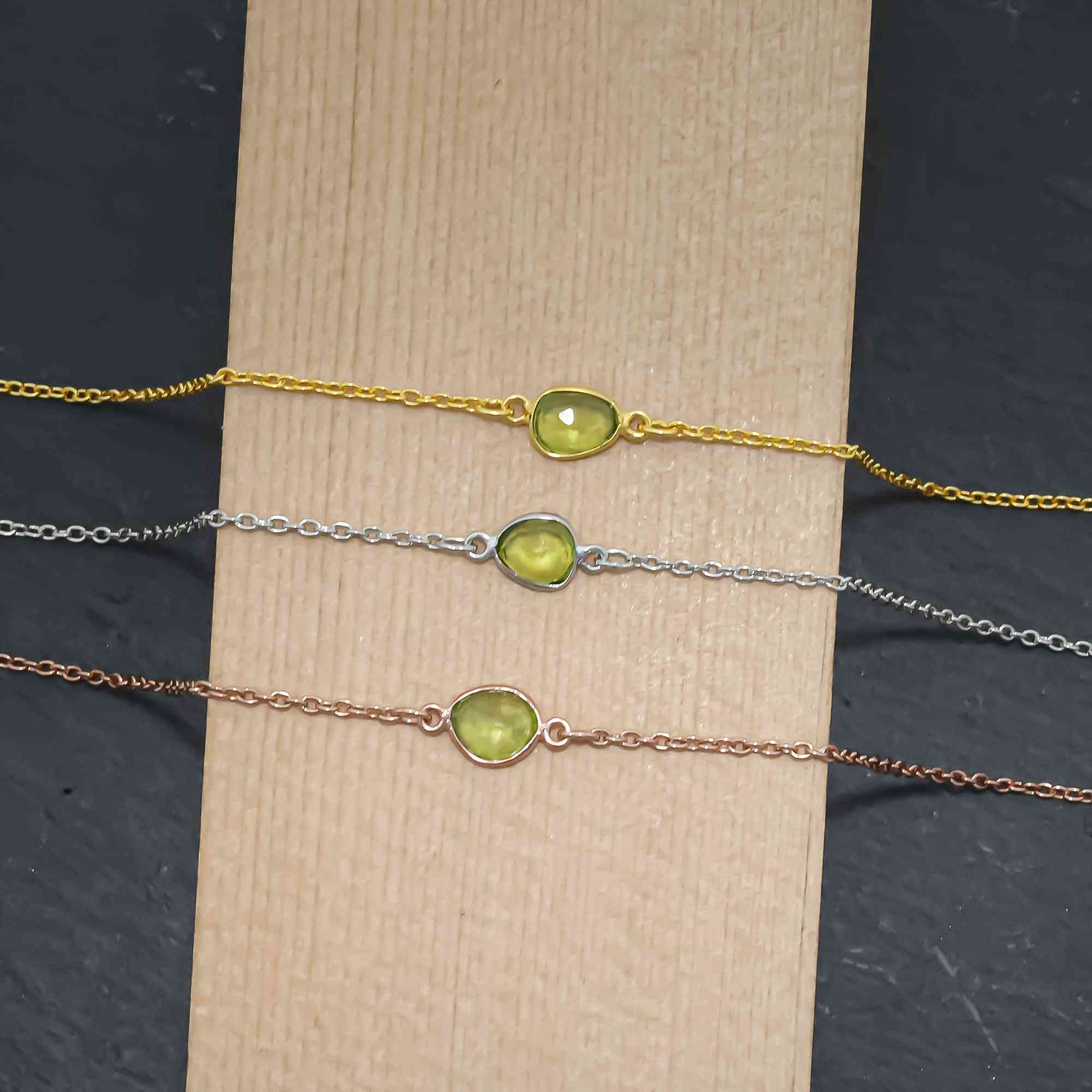 Fresh Lime Peridot Rose-Cut Bracelet in 925 Sterling Silver