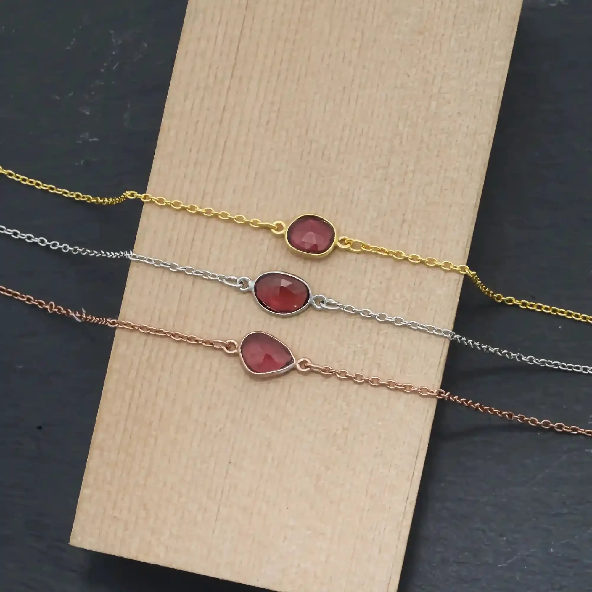 Rhodolite Garnet Rose-Cut Bracelet in 925 Sterling Silver Gemstone Bracelets