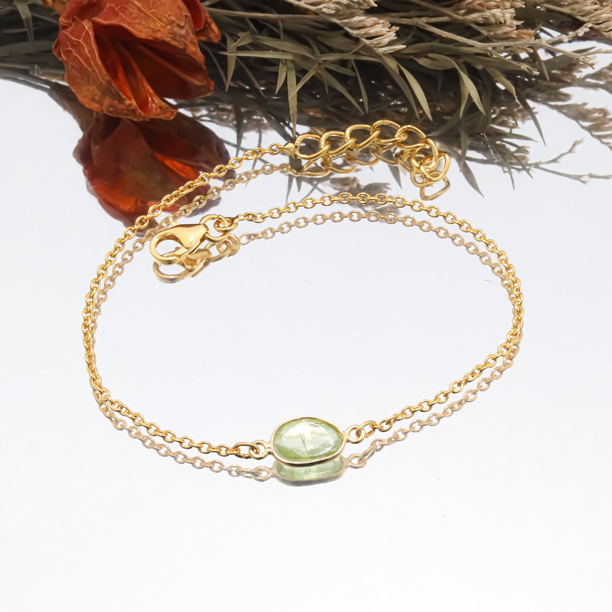 Radiant Fire Sphene Rose-Cut Bracelet in Solid 925 Sterling Silver