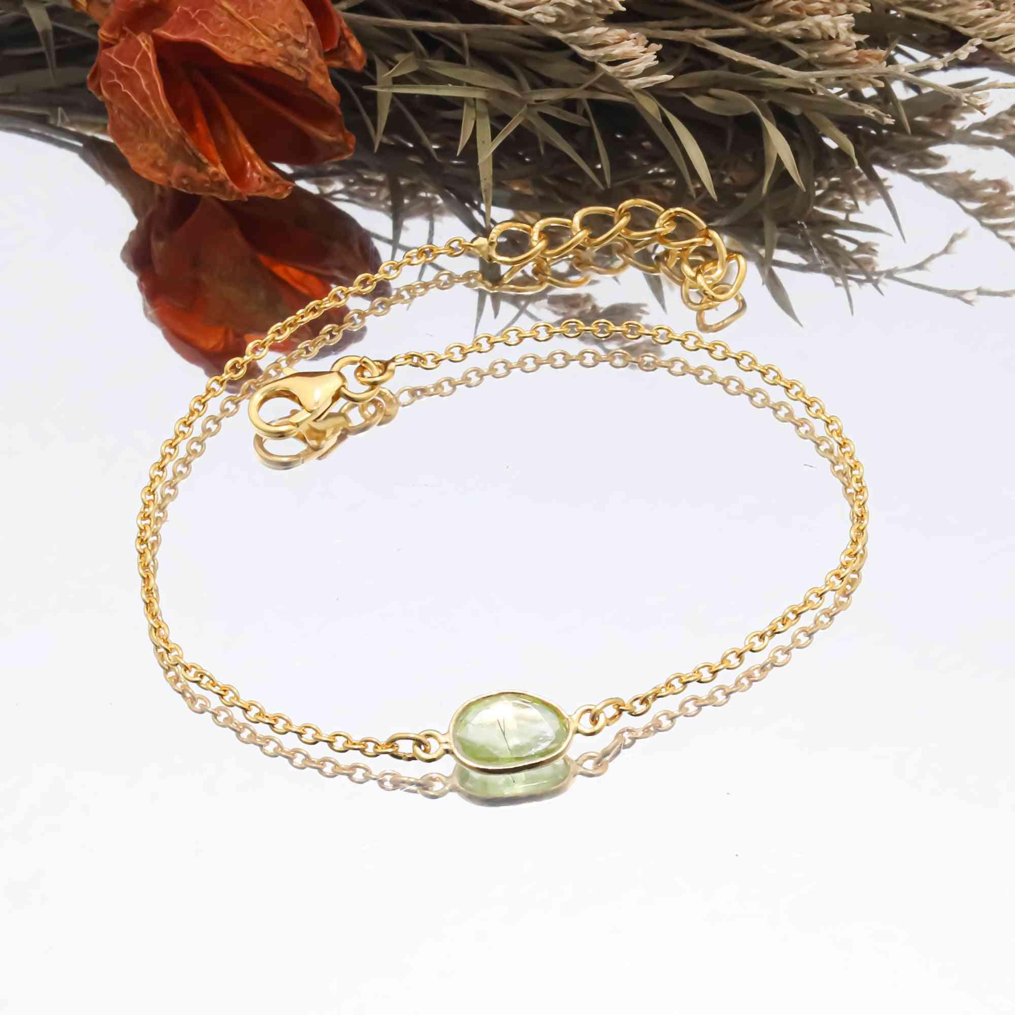 Radiant Fire Sphene Rose-Cut Bracelet in Solid 925 Sterling Silver Gemstone Bracelets