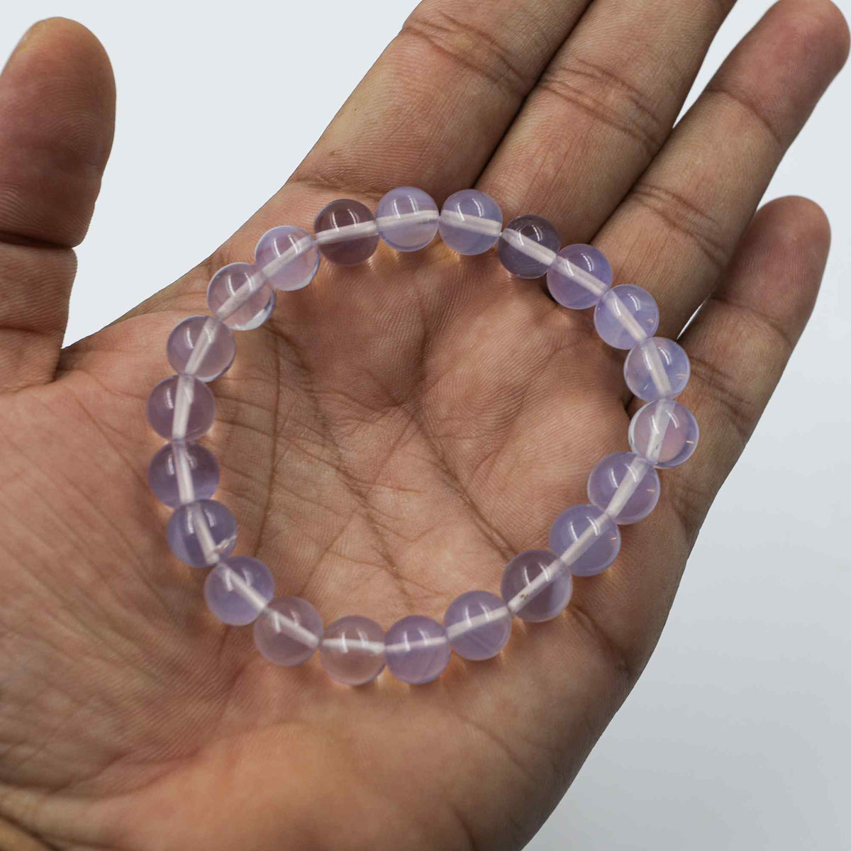 Natural Lavender Quartz Round Bead Bracelet Handmade Gemstone Jewelry 127 Ct