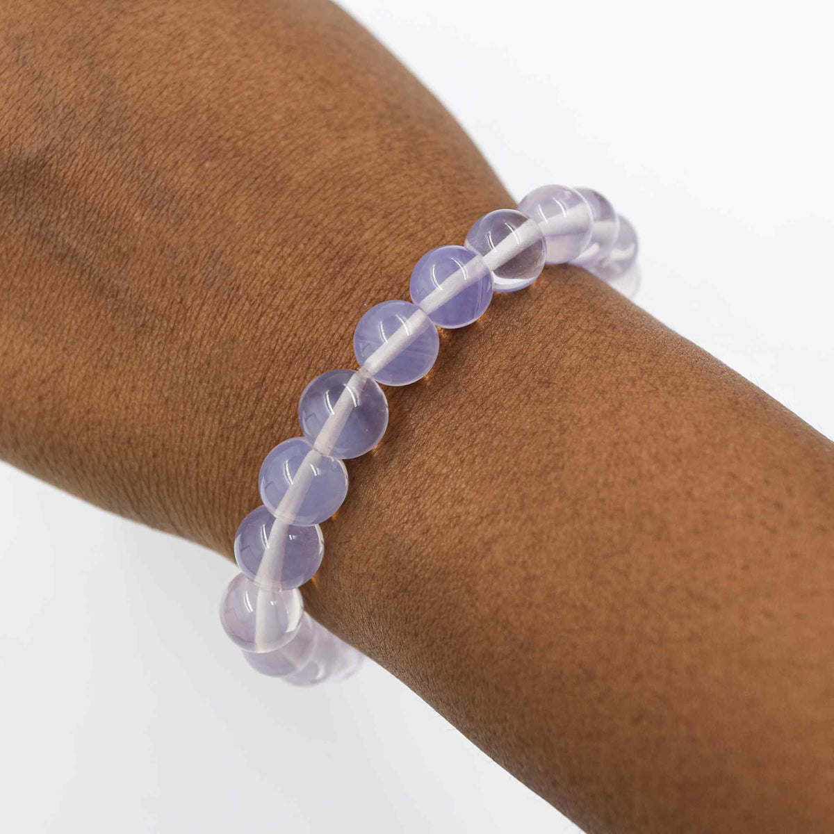 Natural Lavender Quartz Round Bead Bracelet Handmade Gemstone Jewelry 127 Ct