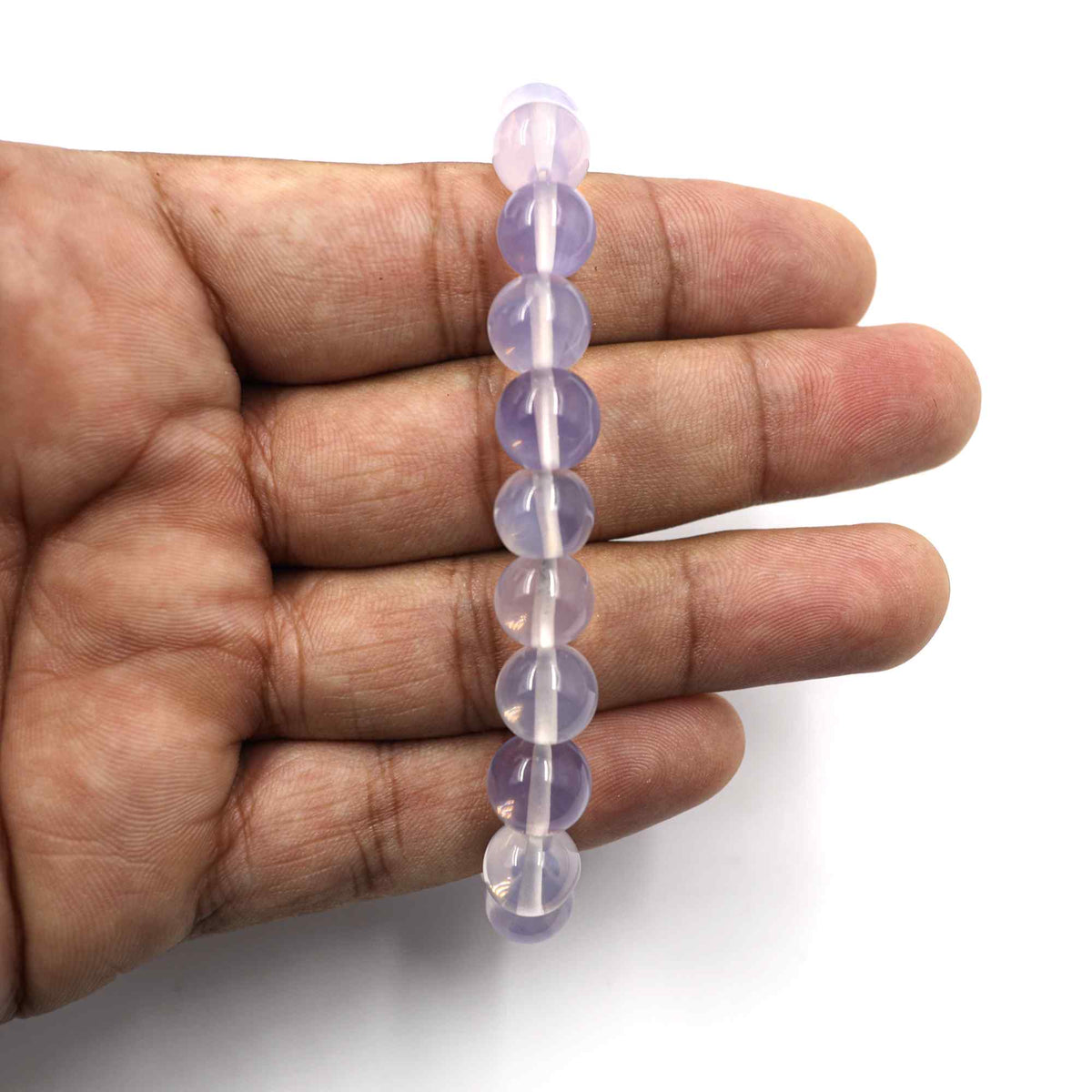 Natural Lavender Quartz Round Bead Bracelet Handmade Gemstone Jewelry 141 Ct