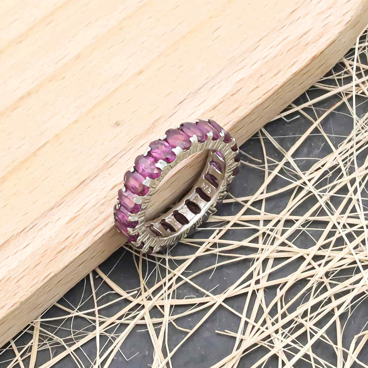 Natural Rhodolite Garnet 3x5mm Oval Cut Ring 925 Sterling Silver Handmade Solitaire Ring