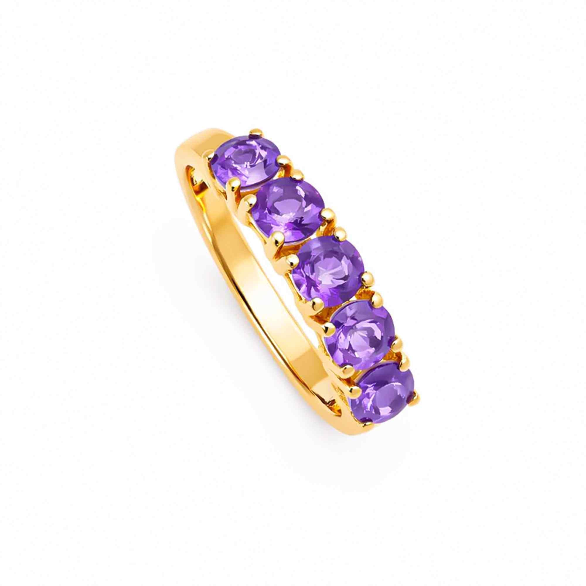 Natural Amethyst 4mm Round Cut Solitaire Ring 925 Sterling Silver Ring