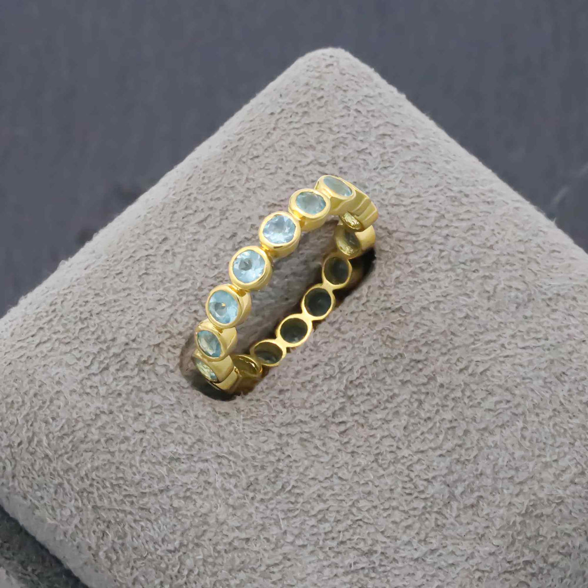Natural Blue Apatite 3mm Round Cut Ring 925 Sterling Silver Handmade Solitaire Ring