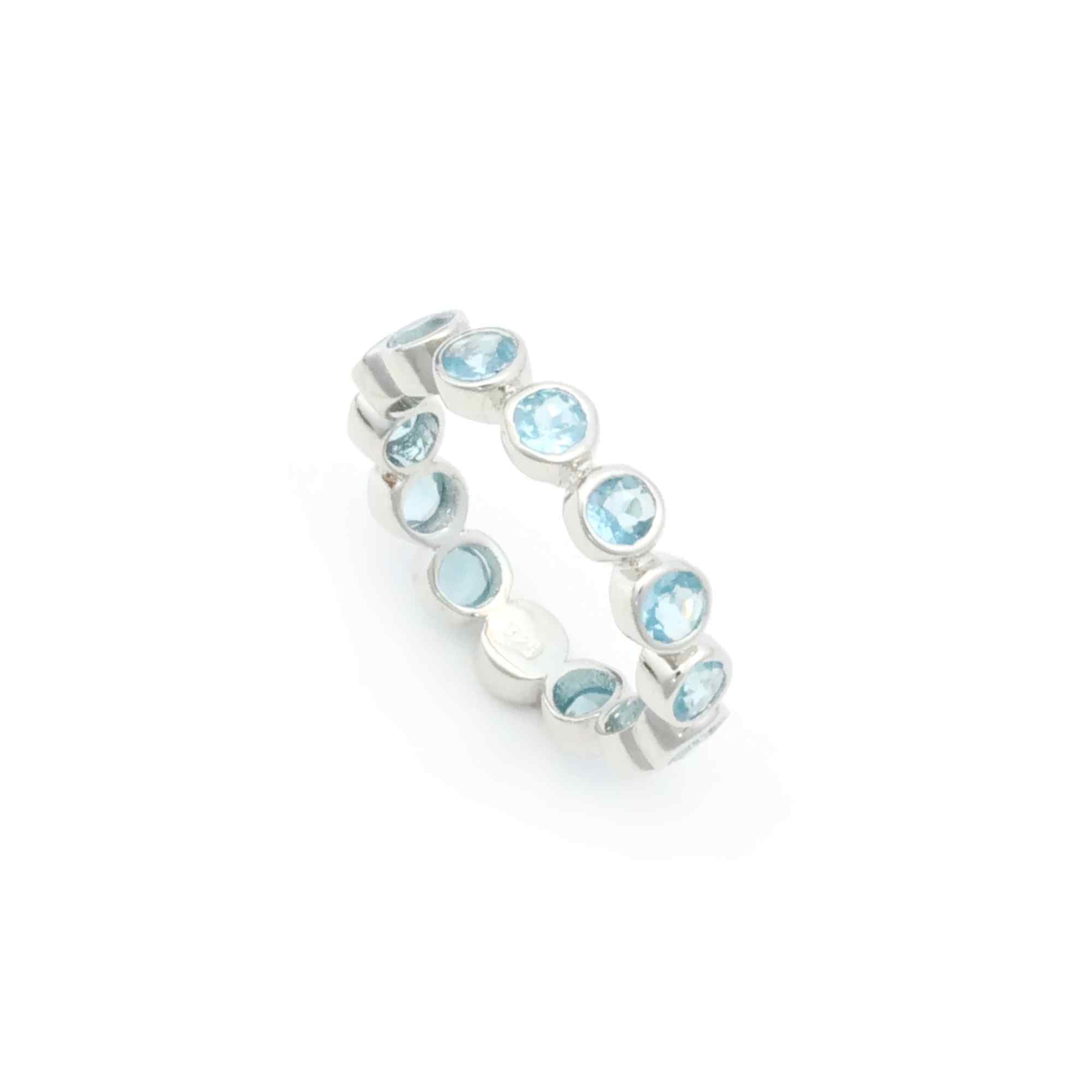 Natural Blue Apatite 3mm Round Cut Ring 925 Sterling Silver Handmade Solitaire Ring