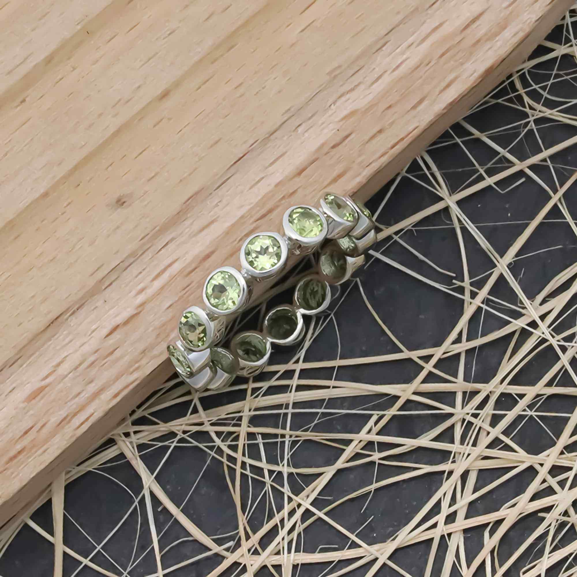 Natural Peridot 3mm Round Cut Solitaire Ring 925 Sterling Silver Handmade Ring