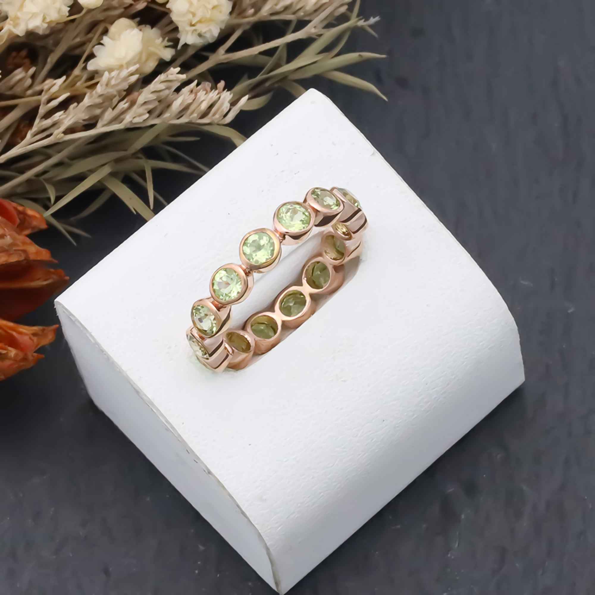 Natural Peridot 3mm Round Cut Solitaire Ring 925 Sterling Silver Handmade Ring