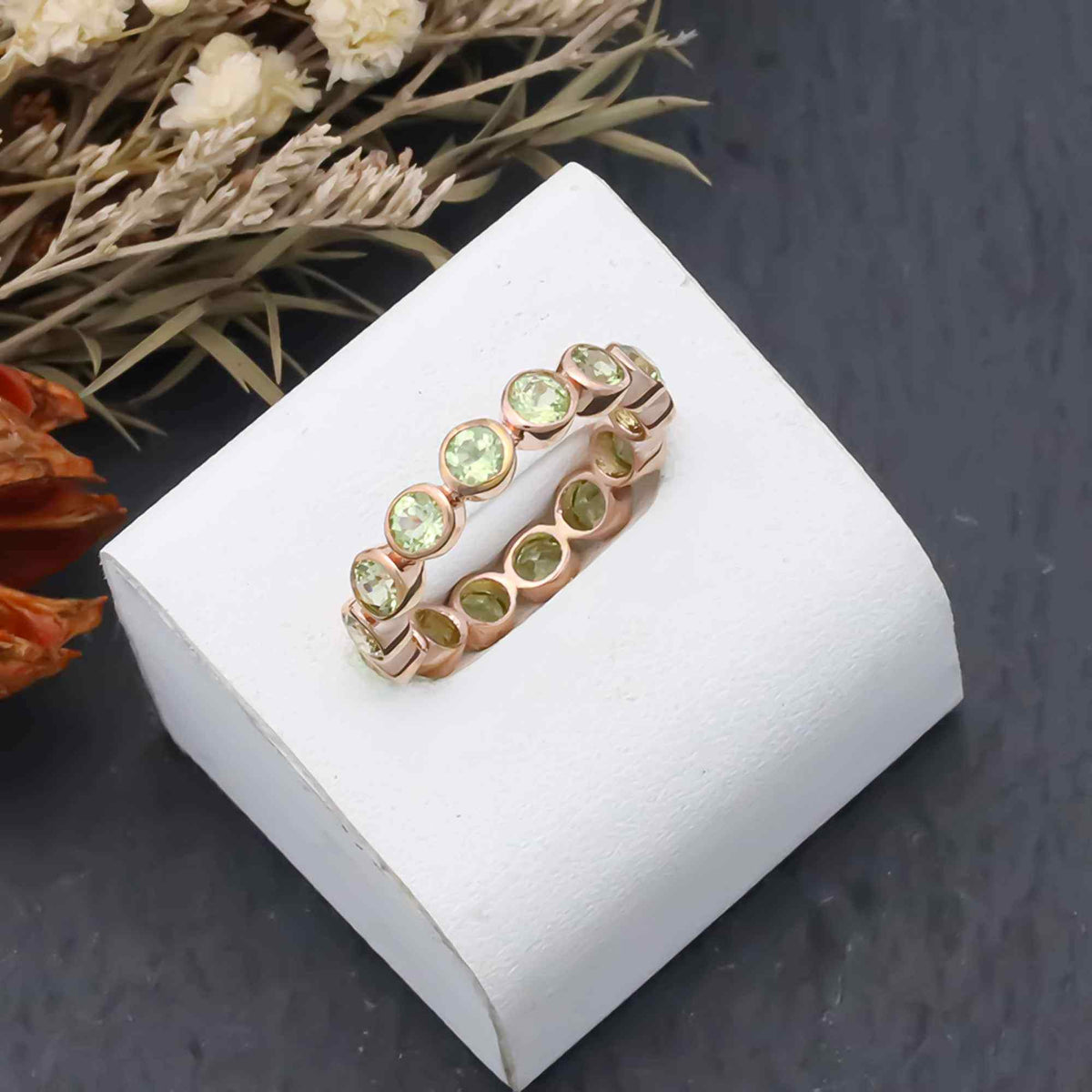 Natural Peridot 3mm Round Cut Solitaire Ring 925 Sterling Silver Handmade Ring