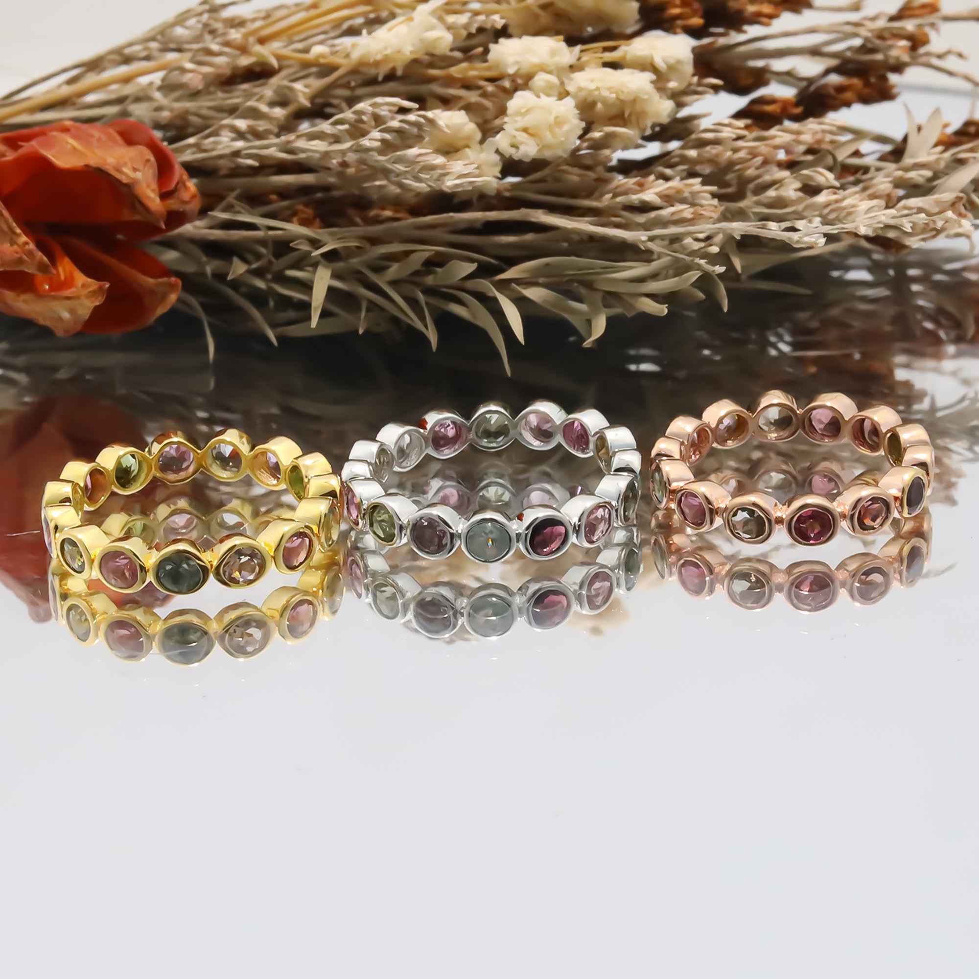 Natural Tourmaline 3mm Round Cut Solitaire Ring 925 Sterling Silver Ring