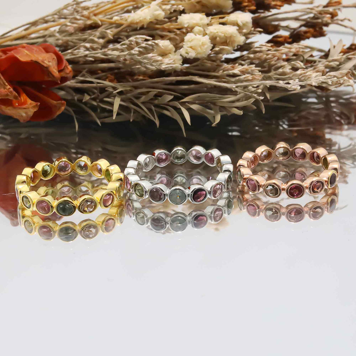 Natural Tourmaline 3mm Round Cut Solitaire Ring 925 Sterling Silver Ring