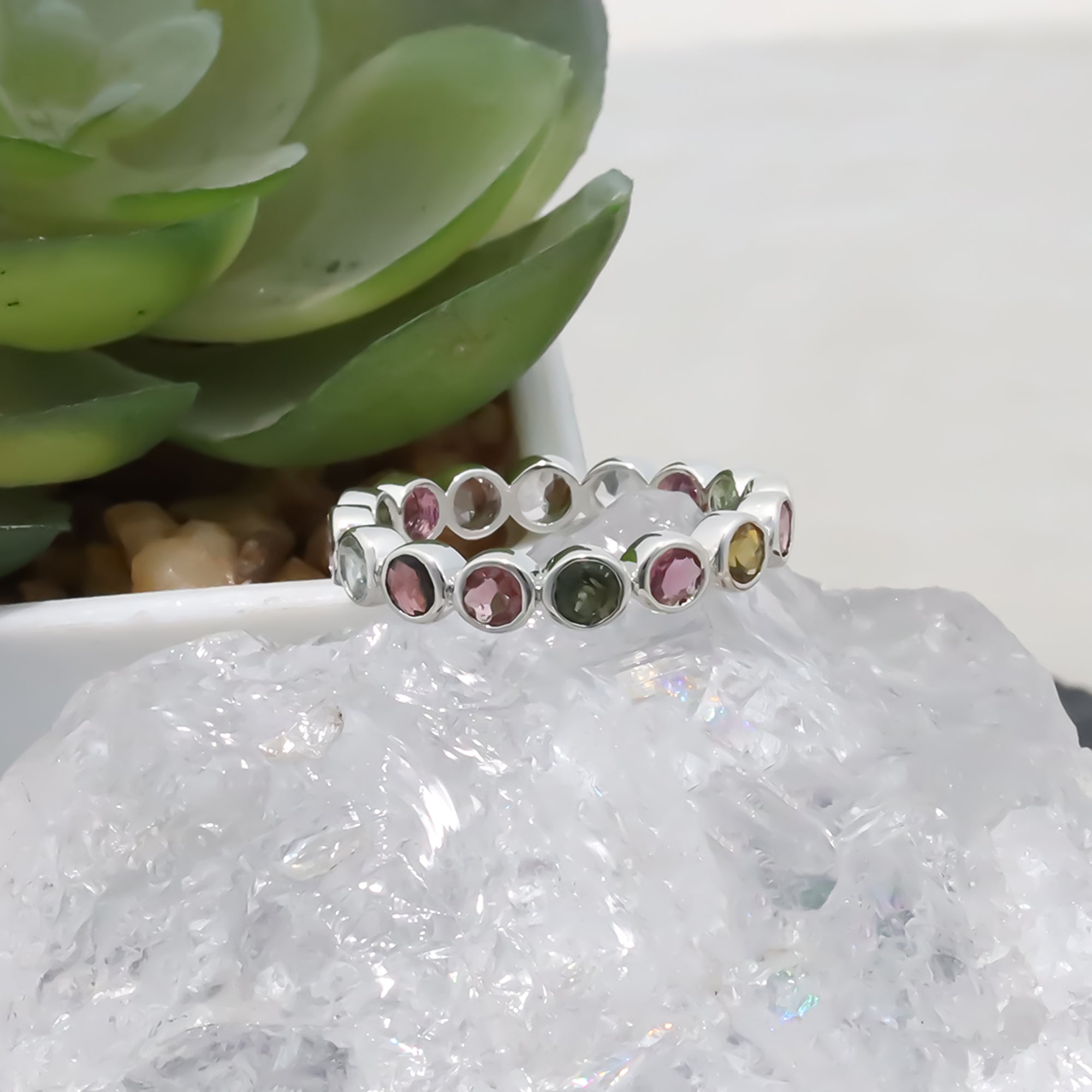 Natural Tourmaline 3mm Round Cut Solitaire Ring 925 Sterling Silver Ring
