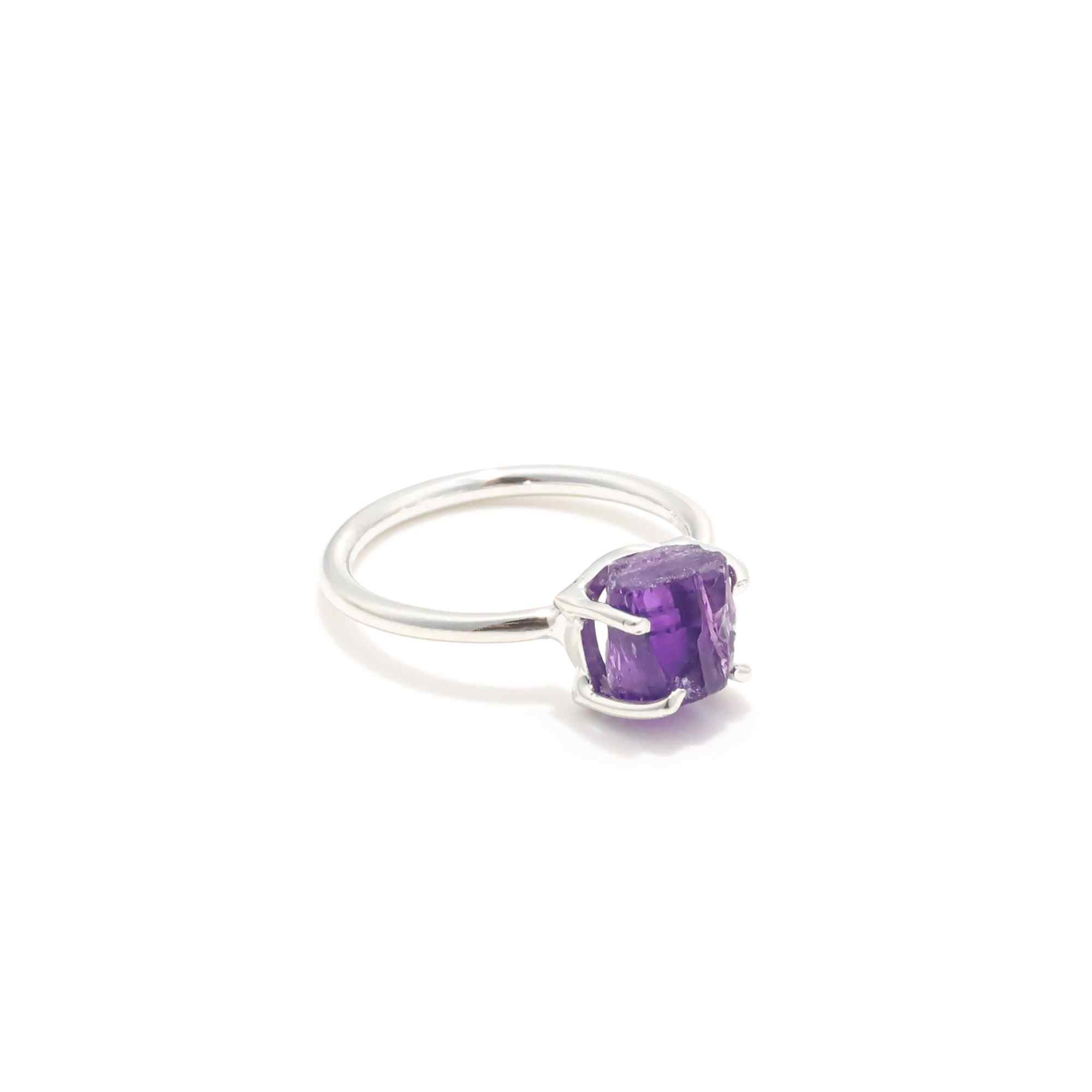 Raw Amethyst Ring in 925 Sterling Silver Rough Gemstone Ring Handmade Crystal Jewelry Gift for Her