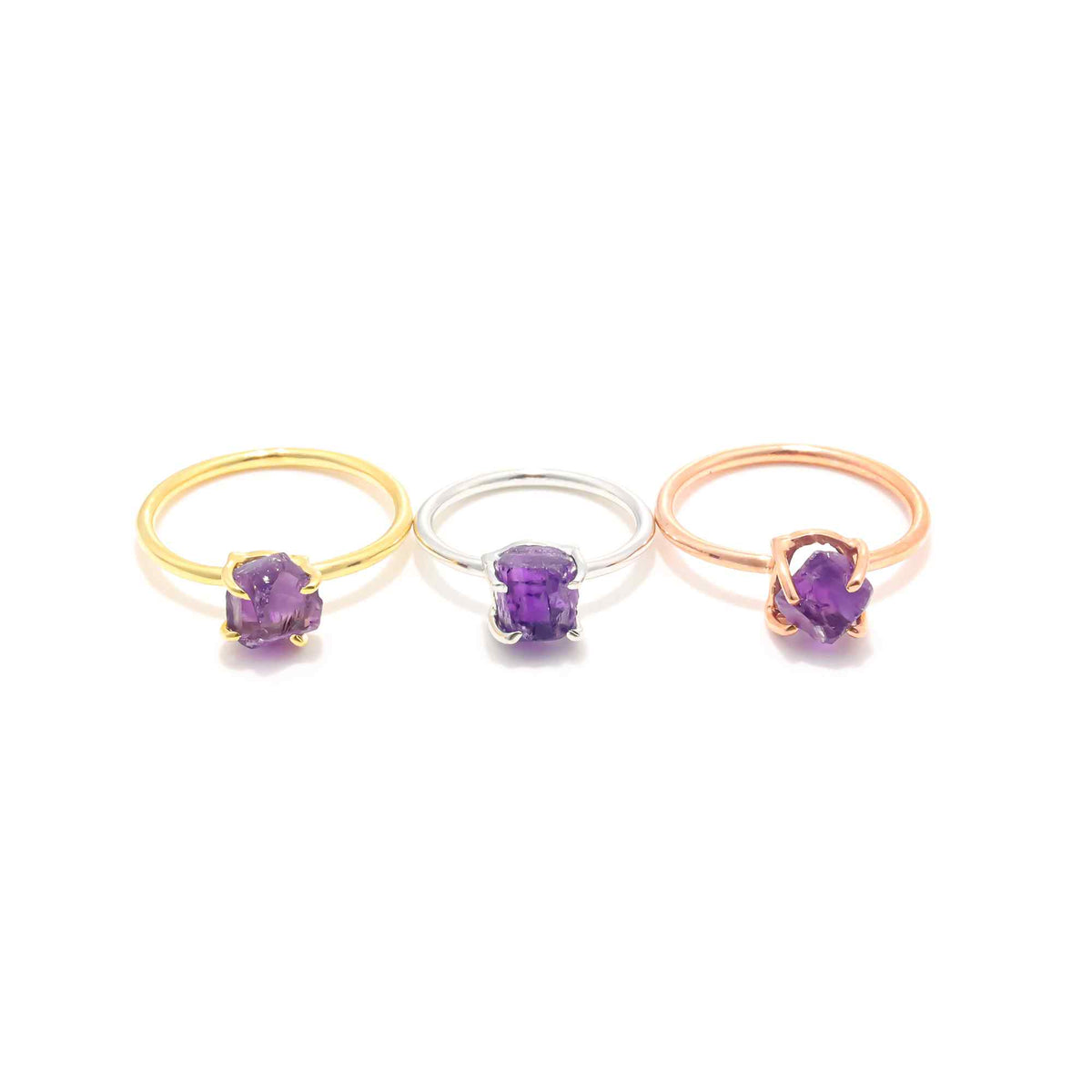 Raw Amethyst Ring in 925 Sterling Silver Rough Gemstone Ring Handmade Crystal Jewelry Gift for Her