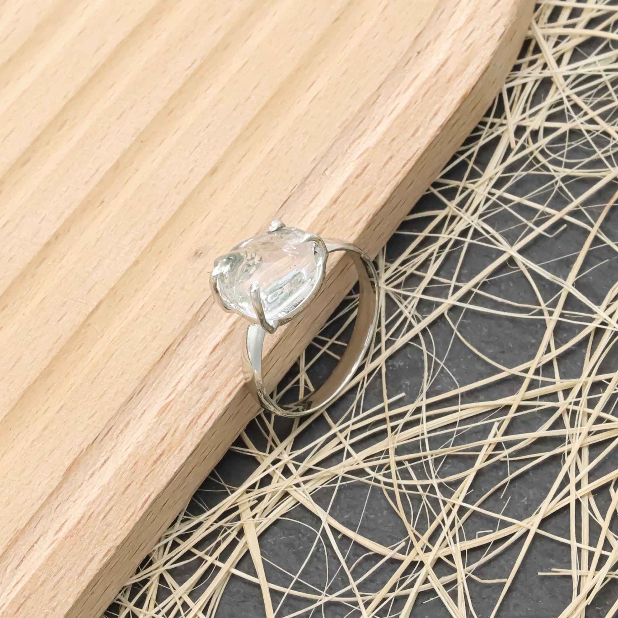 Raw Crystal Quartz Ring in 925 Sterling Silver Rough Gemstone Ring Handmade Jewelry Gift for Her