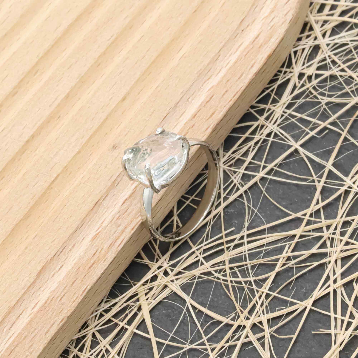 Raw Crystal Quartz Ring in 925 Sterling Silver Rough Gemstone Ring Handmade Jewelry Gift for Her