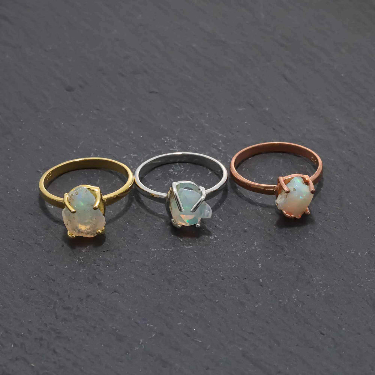 Raw Ethiopian Opal Ringin 925 Sterling Silver Rough Gemstone Ring Handmade October Birthstone Jewelry