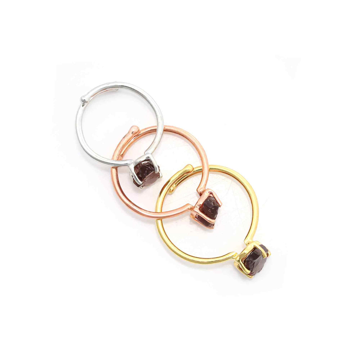 Raw Garnet Ring in 925 Sterling Silver Rough Gemstone Ring Handmade January Birthstone Jewelry