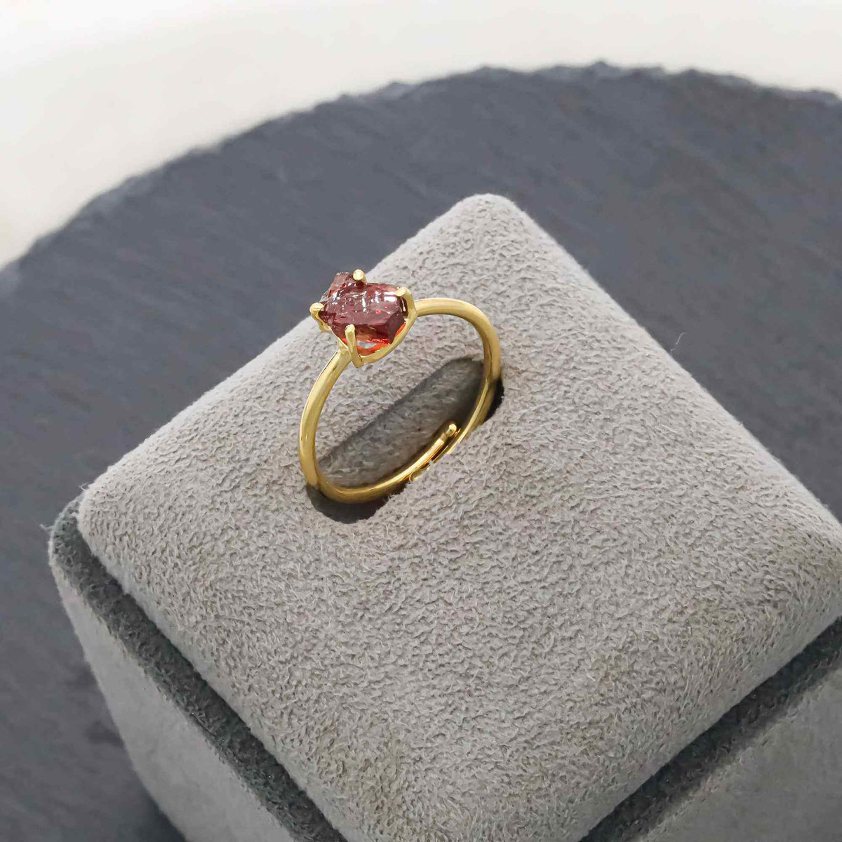 Raw Garnet Ring in 925 Sterling Silver Rough Gemstone Ring Handmade January Birthstone Jewelry