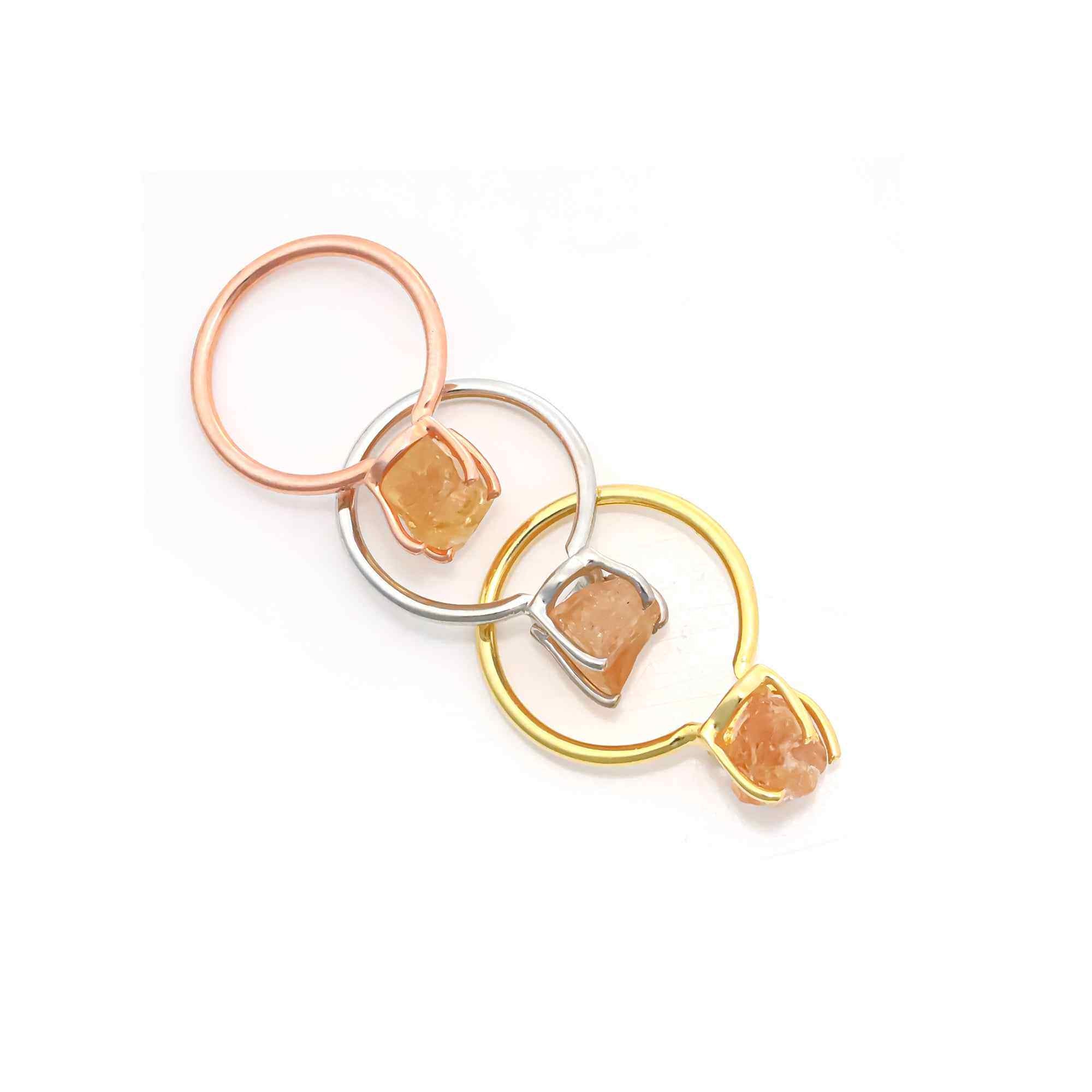 Raw Imperial Topaz Ring in 925 Sterling Silver Rough Gemstone Ring Handmade November Birthstone Jewelry