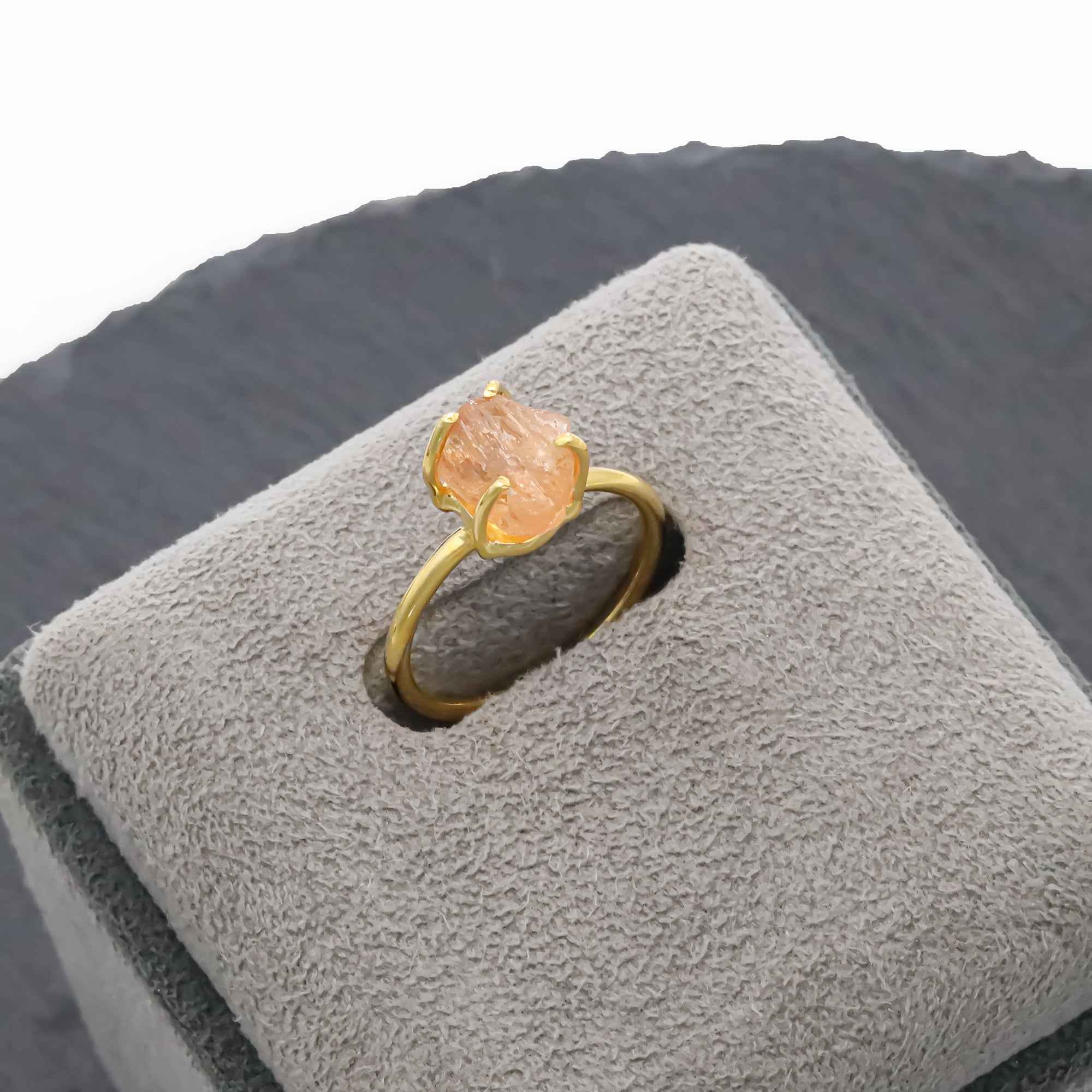 Raw Imperial Topaz Ring in 925 Sterling Silver Rough Gemstone Ring Handmade November Birthstone Jewelry