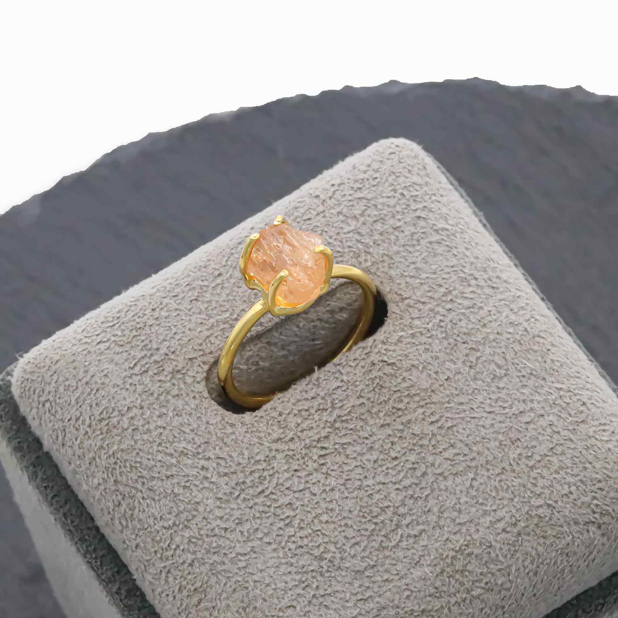 Raw Imperial Topaz Ring in 925 Sterling Silver Rough Gemstone Ring Handmade November Birthstone Jewelry