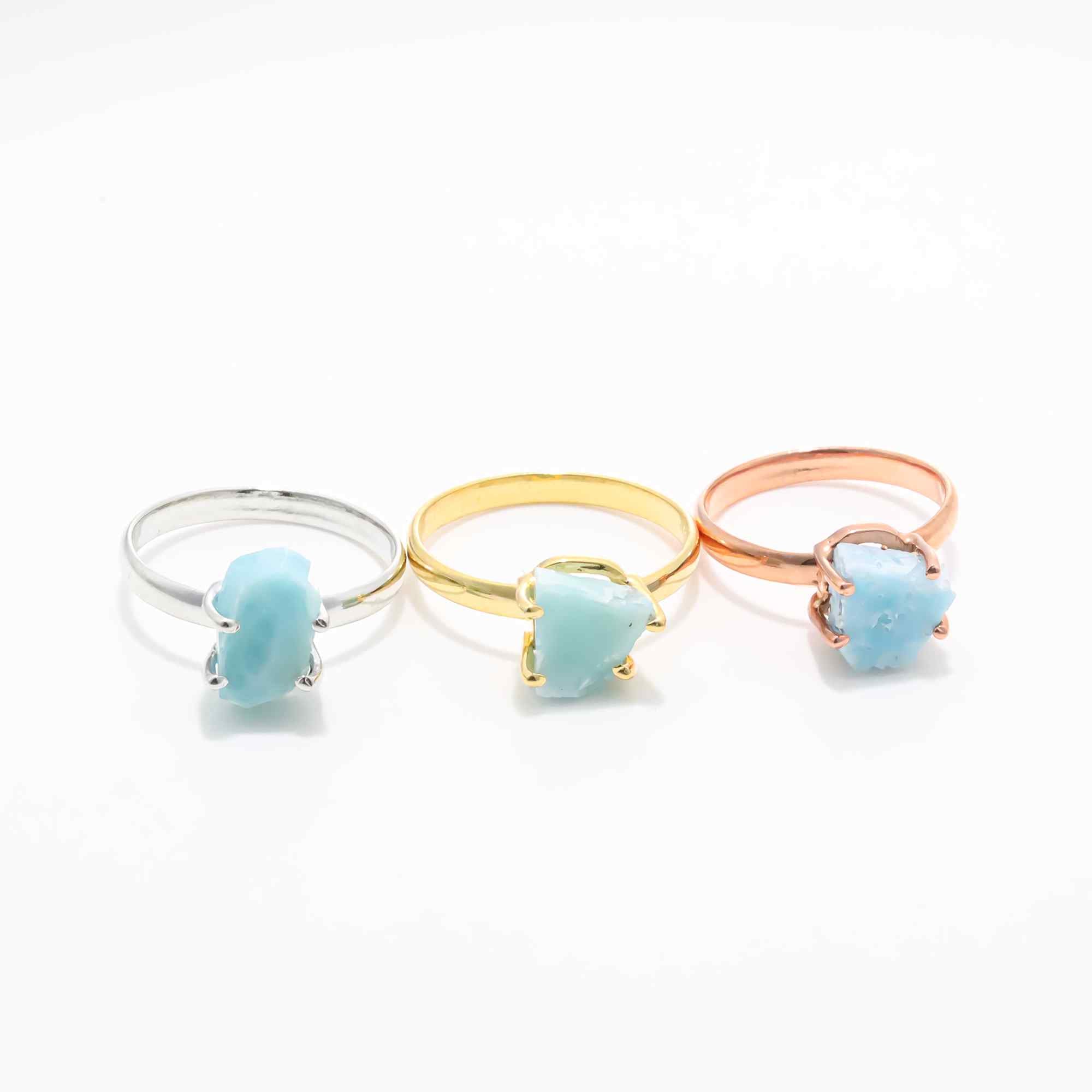 Raw Larimar Ring in 925 Sterling Silver Rough Gemstone Ring Handmade Jewelry Gift for Her